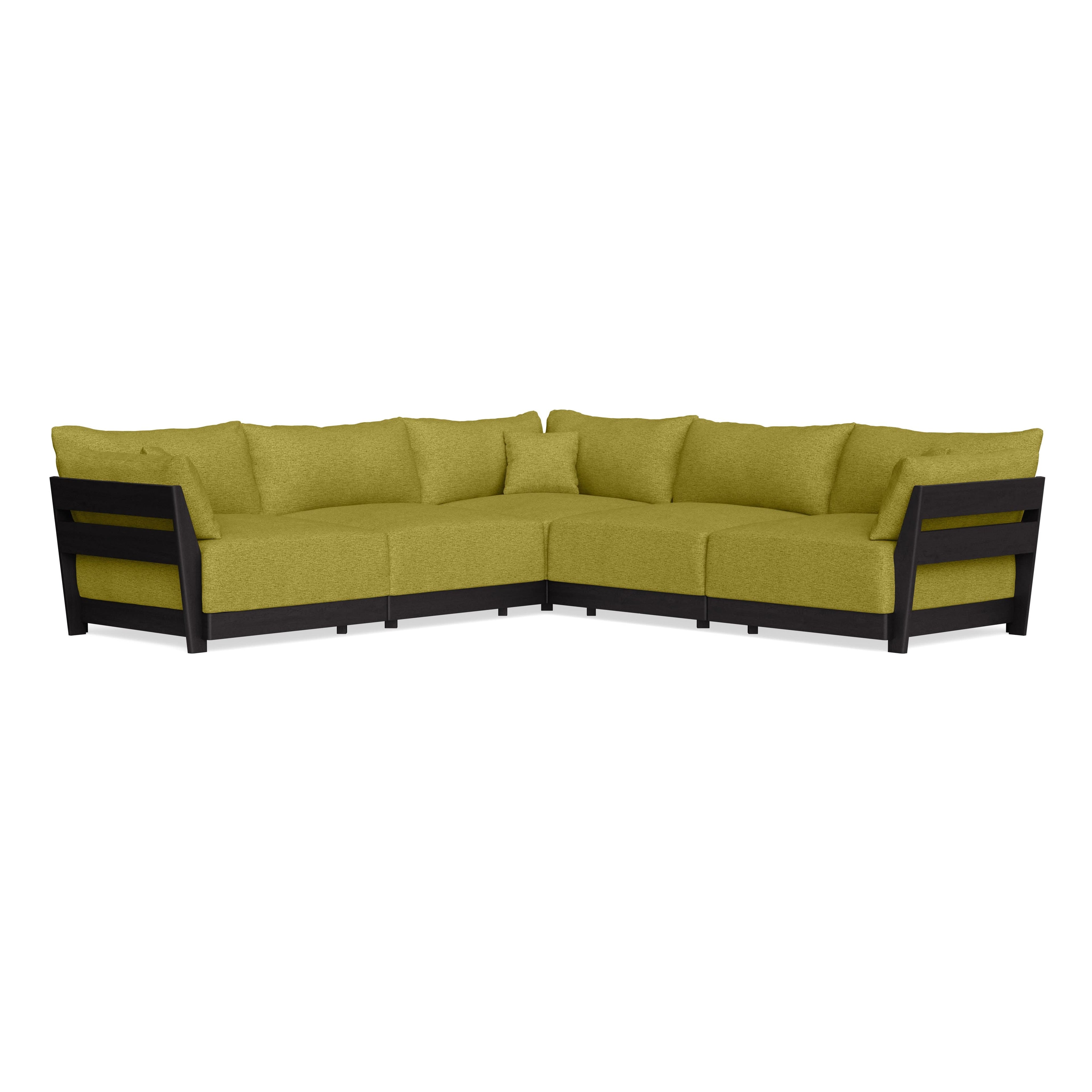 Modular Bondi Black 5-Seater Corner Sectional in Avocado | Classic Blend