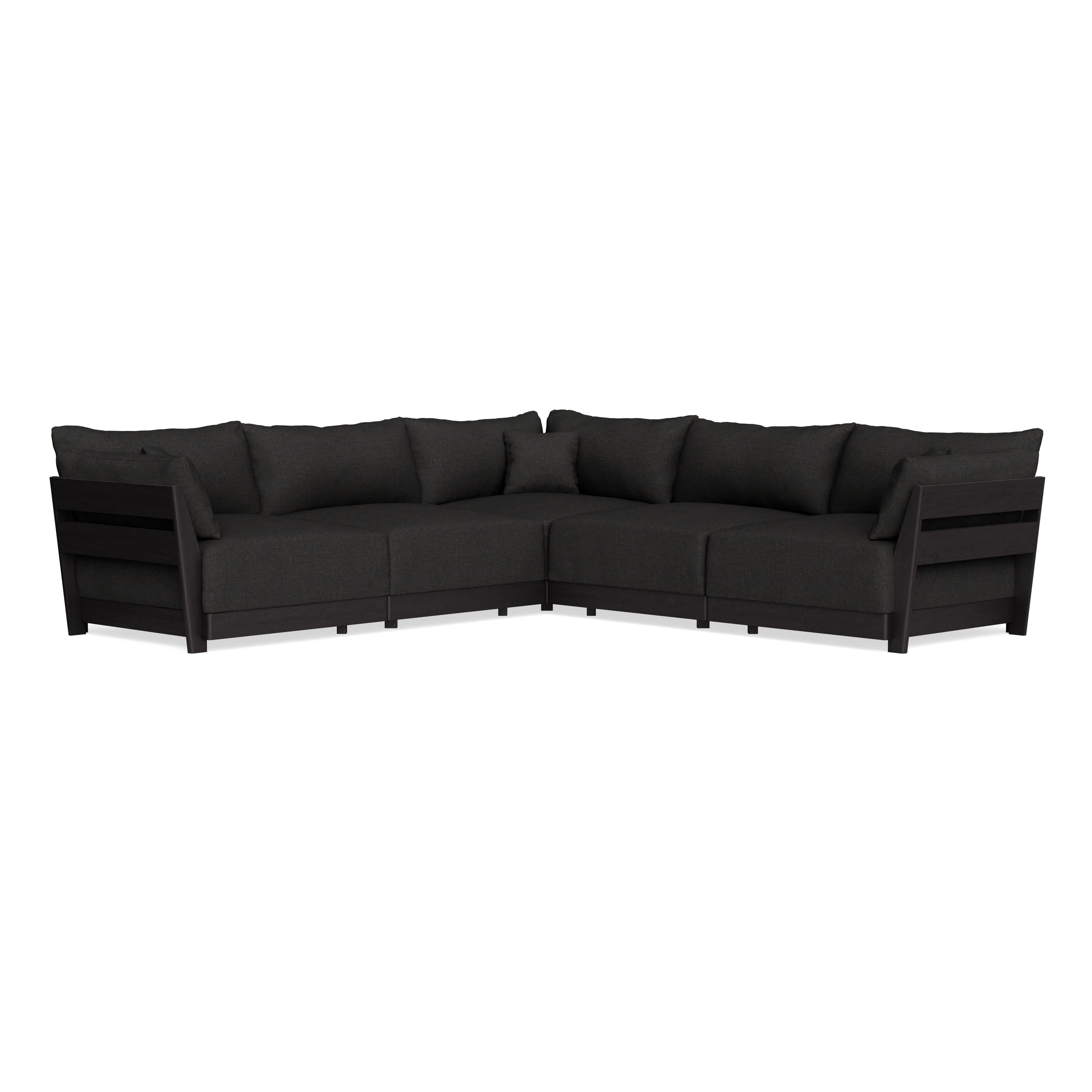Modular Bondi Black 5-Seater Corner Sectional in Peppercorn | Classic Blend
