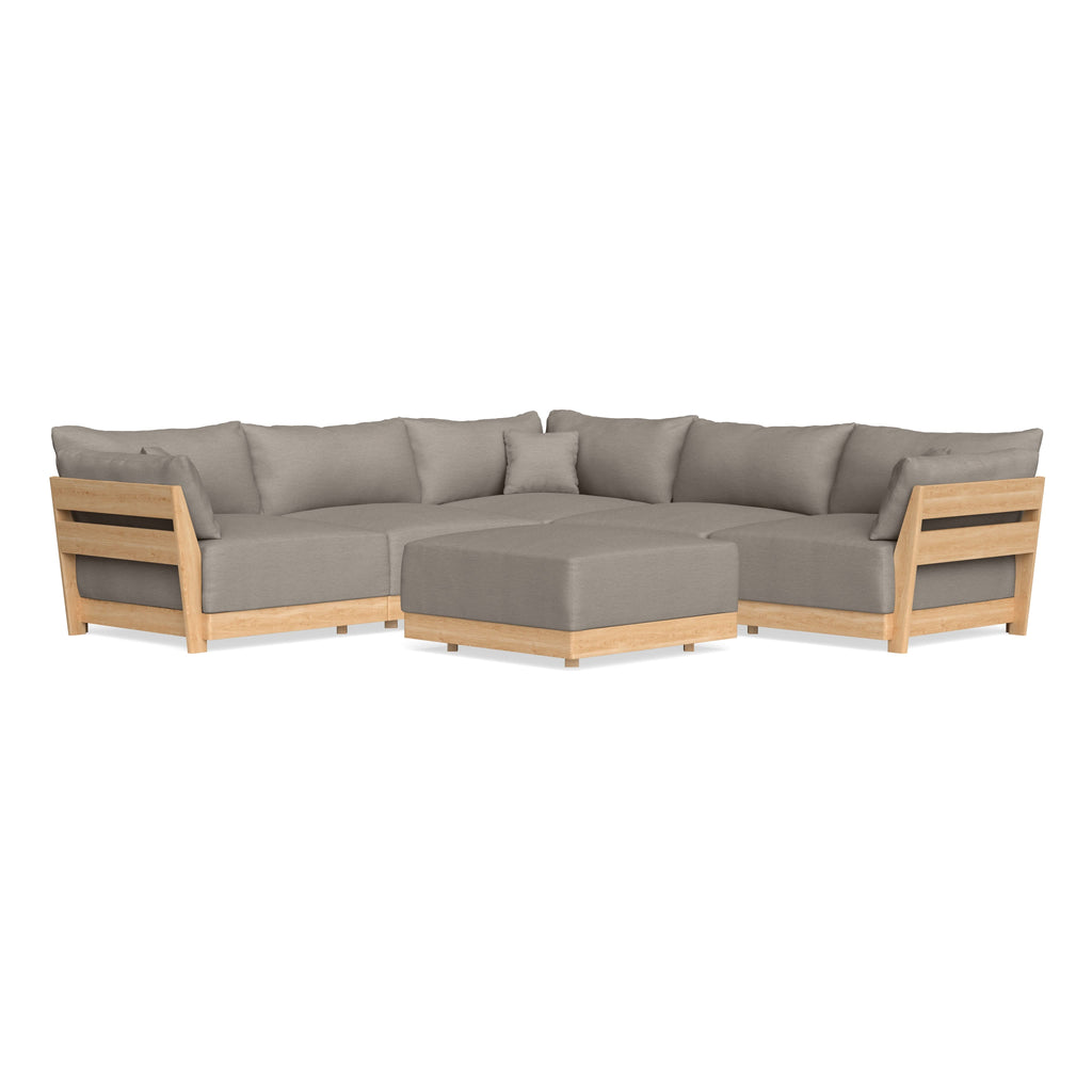 Modular Bondi Latte 5-Seater Corner Sectional + Ottoman in Cinder Gray | Classic Blend