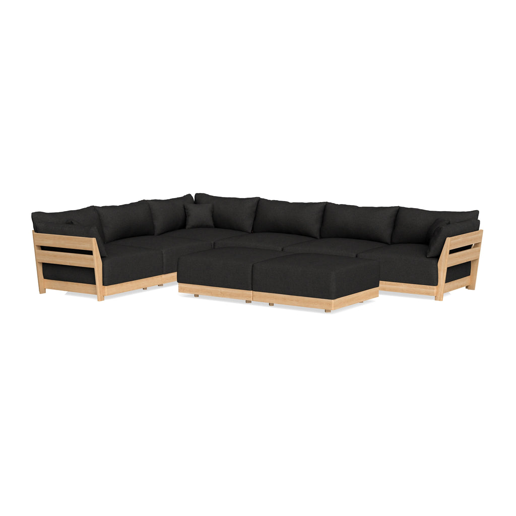 Slipcover Only - Modular Bondi 6-Seater Corner Sectional + Bench Ottoman in Peppercorn