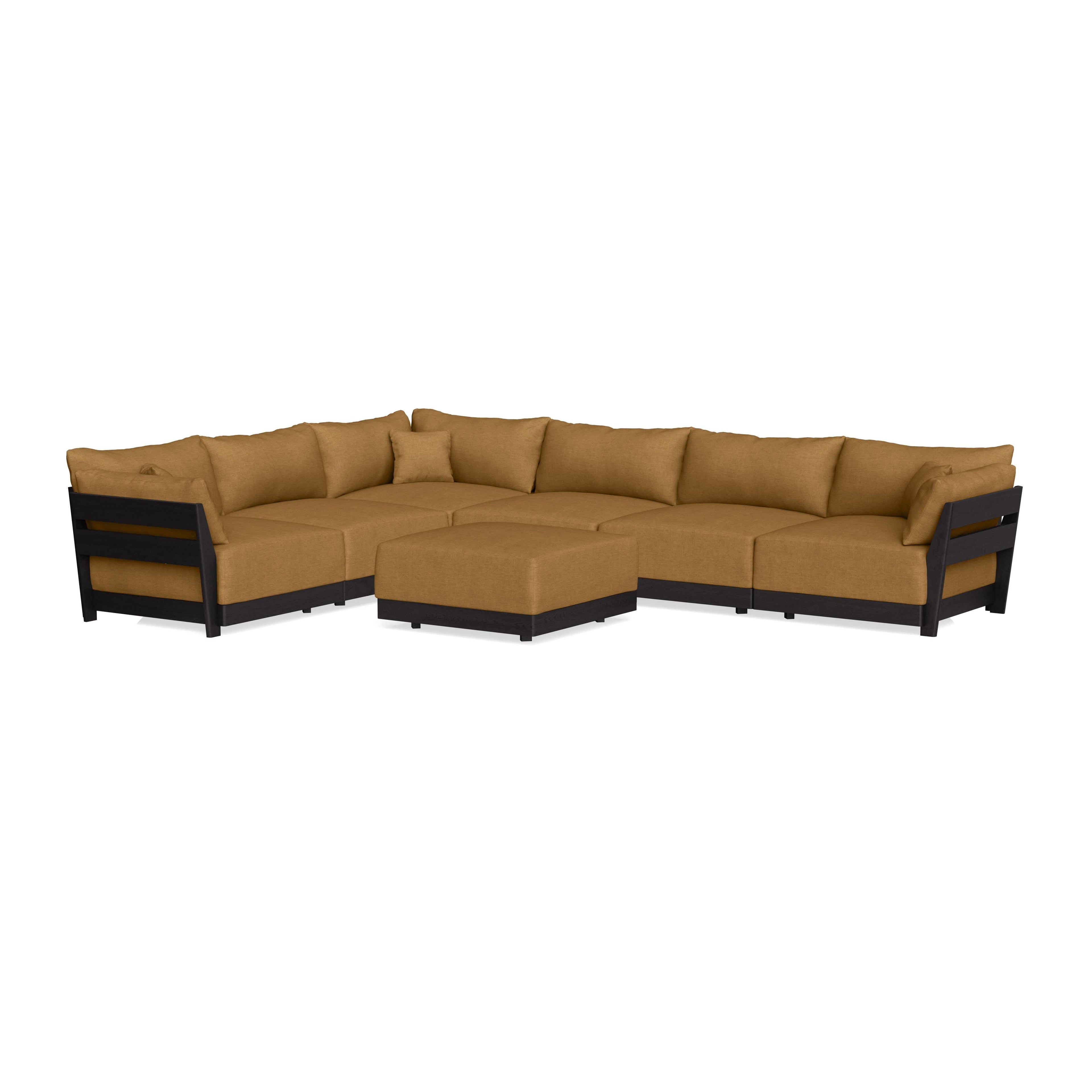 Modular Bondi Black 6-Seater Corner Sectional + Ottoman in Dijon | Classic Blend