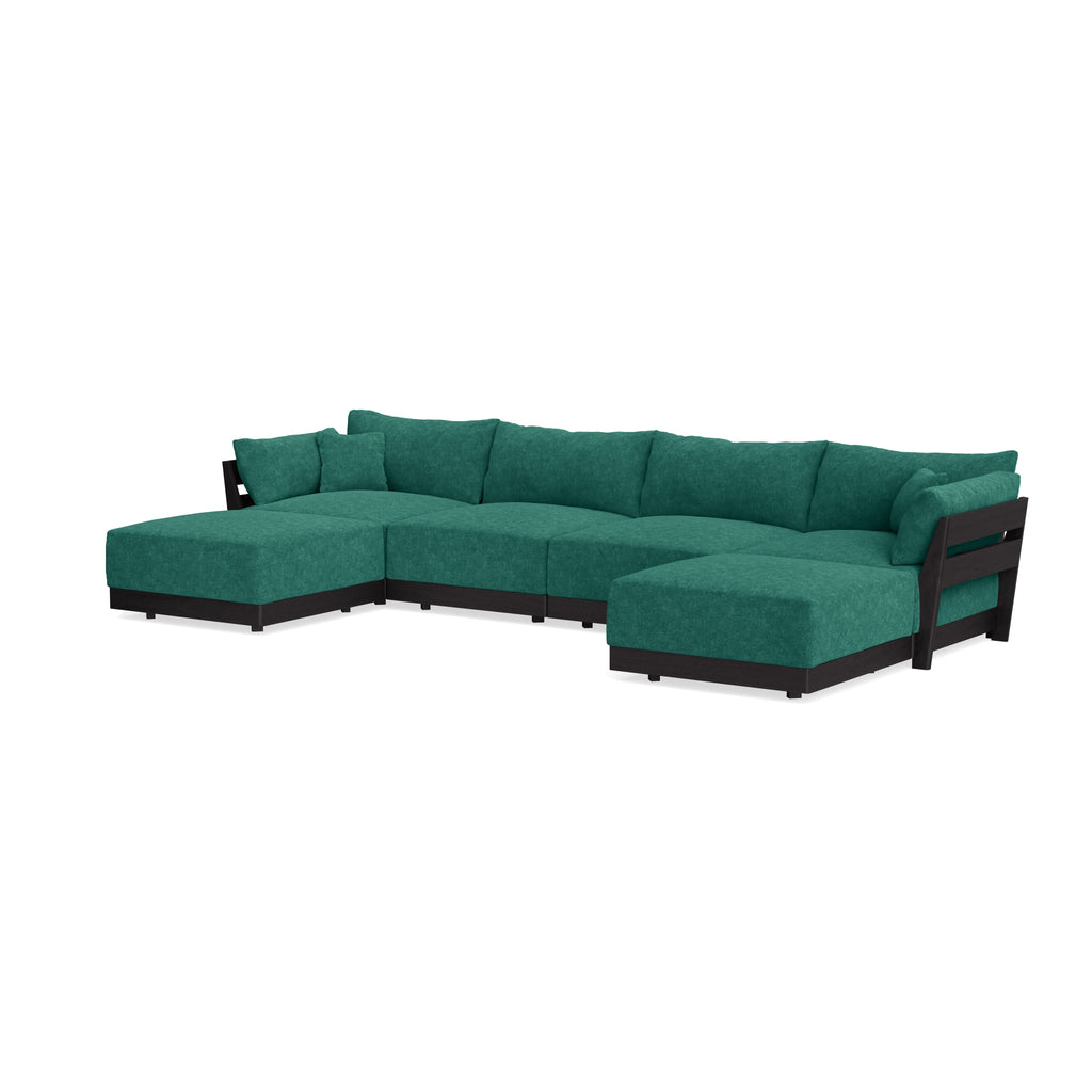 Modular Bondi Black 4-Seater U-Sectional in Jade Green | Classic Blend