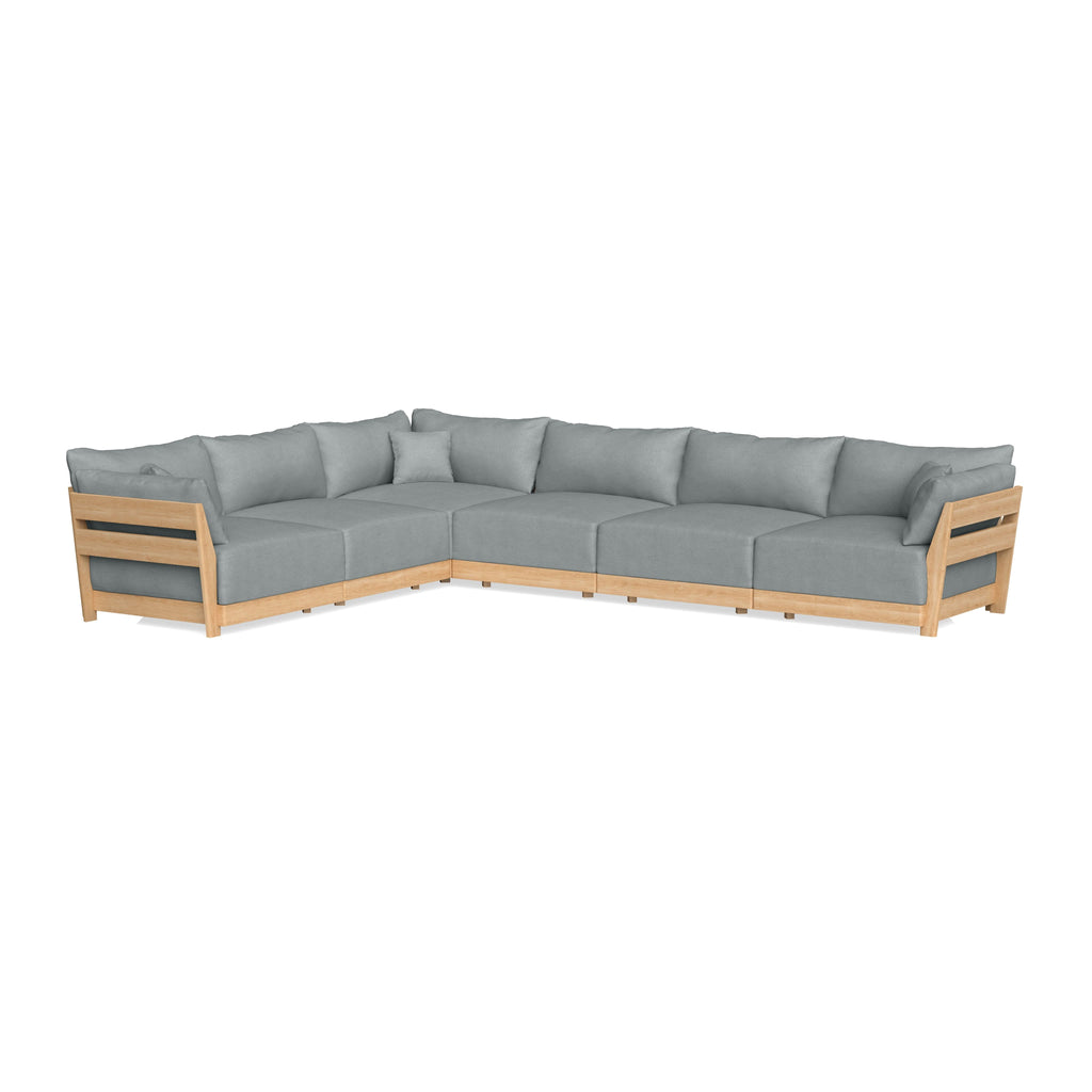 Modular Bondi Latte 6-Seater Corner Sectional in Light Steel | Memory Foam Blend