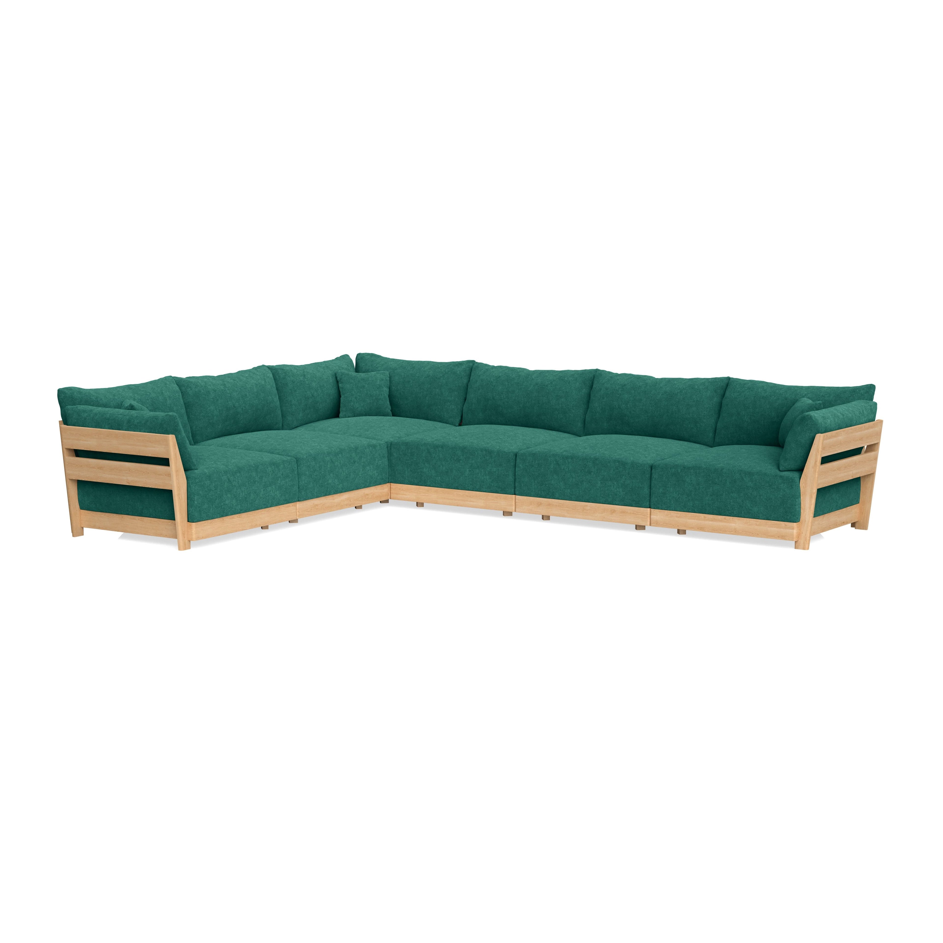 Modular Bondi Latte 6-Seater Corner Sectional in Jade Green | Classic Blend