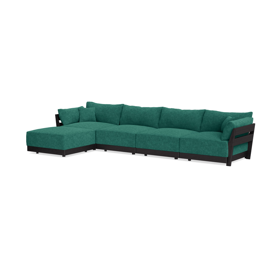 Modular Bondi Black 4-Seater Sectional in Jade Green | Classic Blend