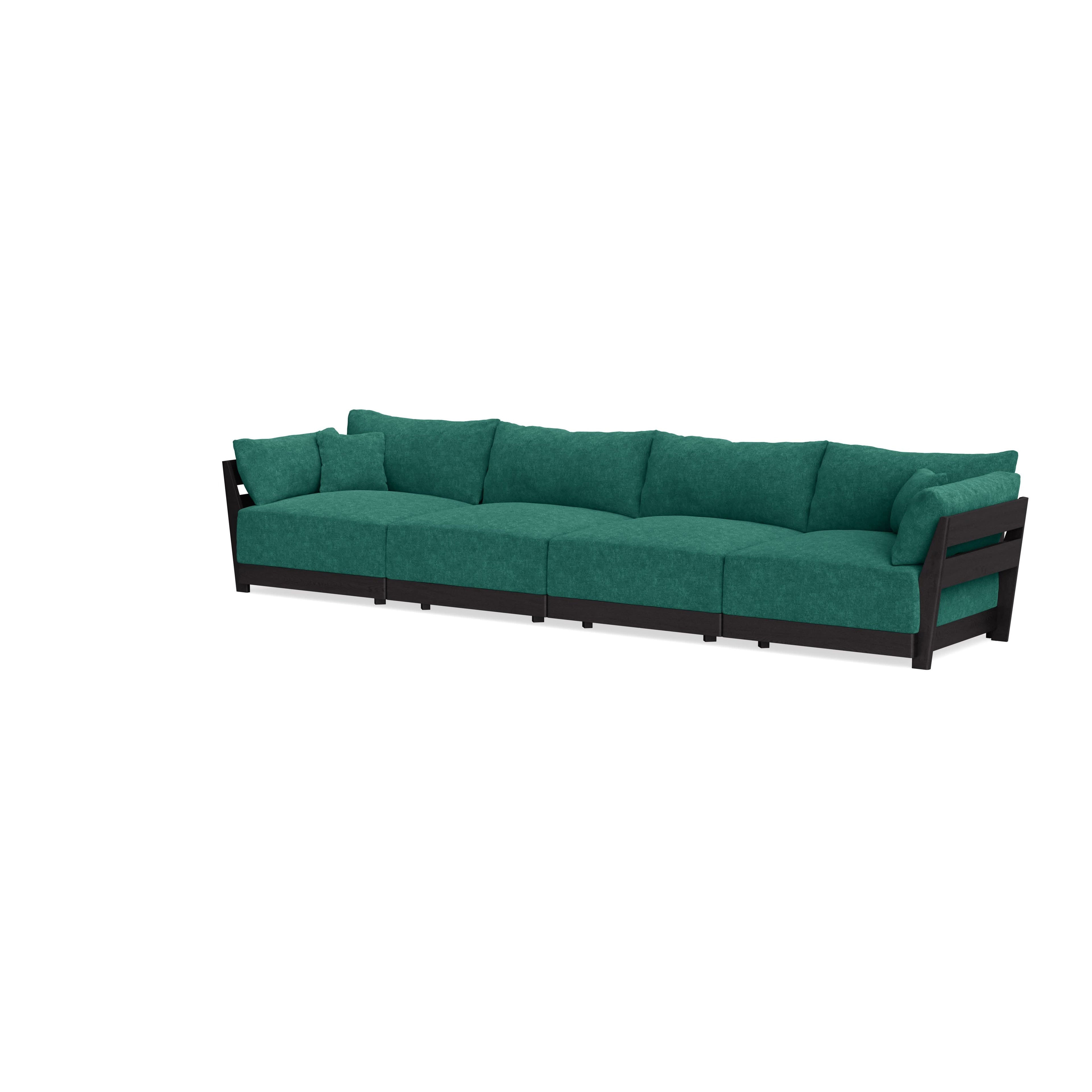 Modular Bondi Black 4-Seater Sofa in Jade Green | Classic Blend