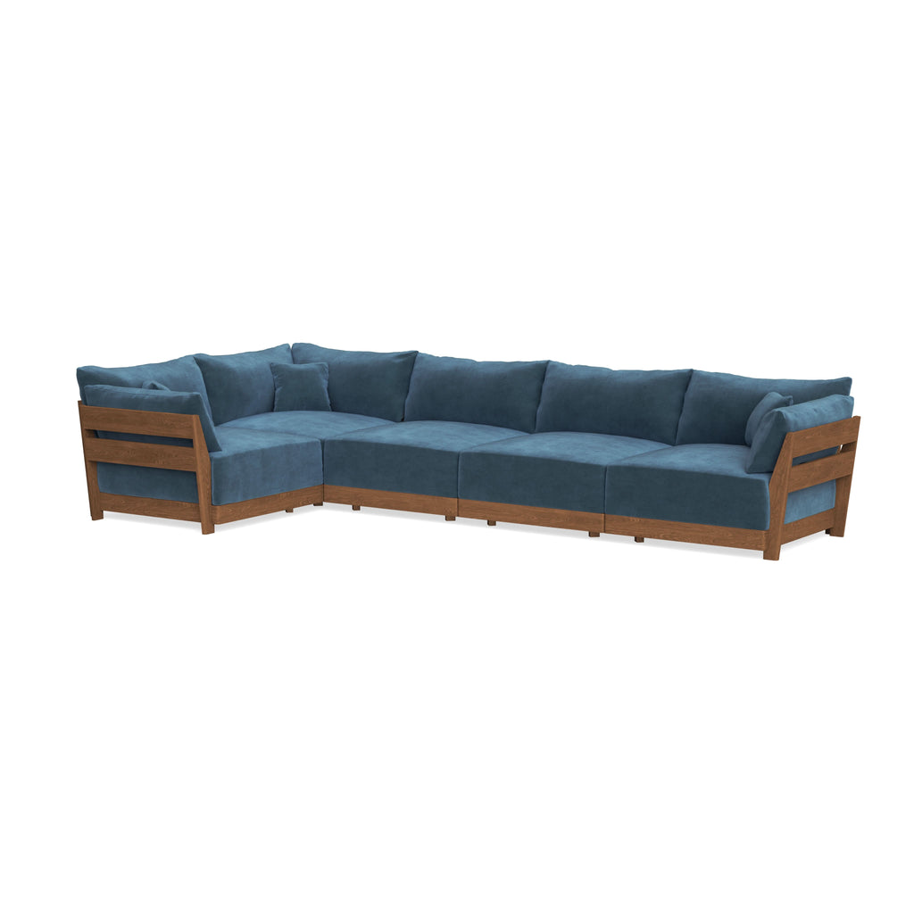 Modular Bondi Espresso 5-Seater L-Sectional in Oxford Blue | Classic Blend