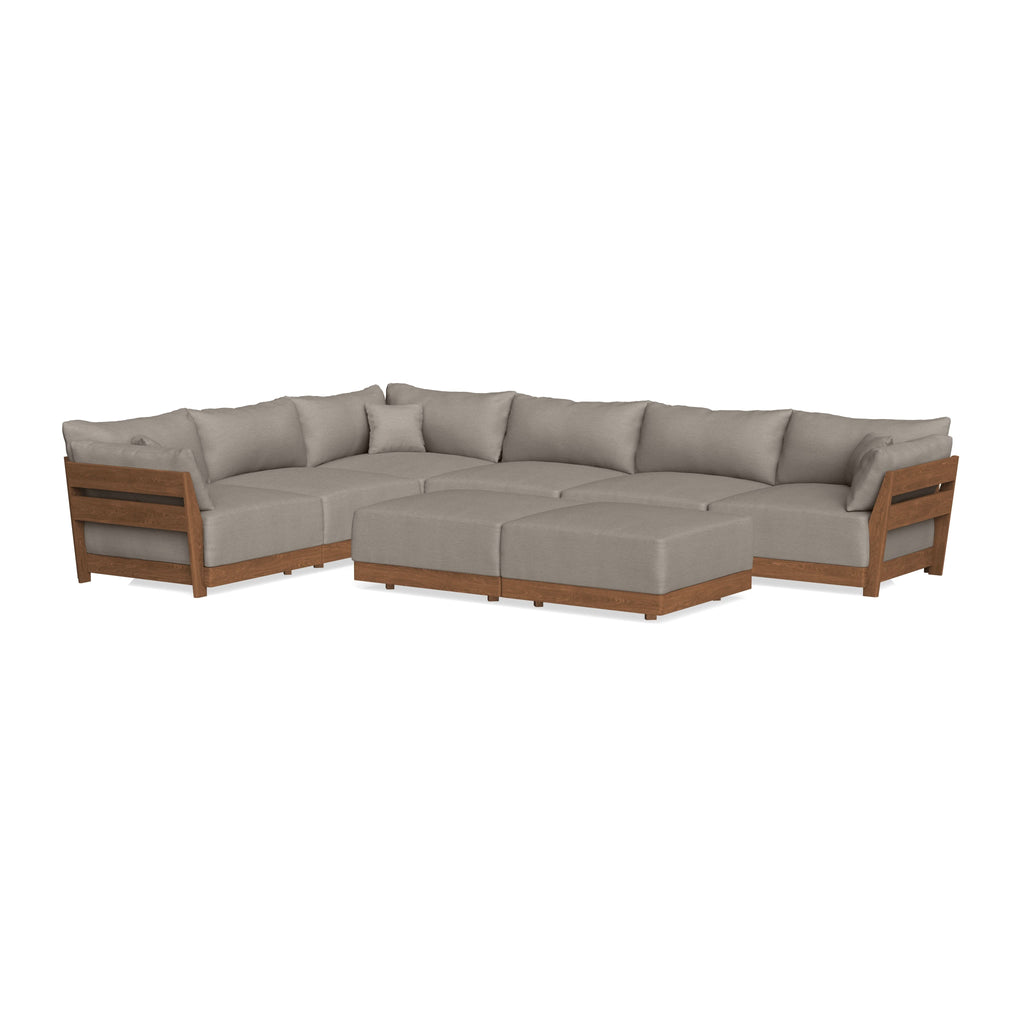 Modular Bondi Espresso 6-Seater Corner Sectional + Bench Ottoman in Cinder Gray | Classic Blend