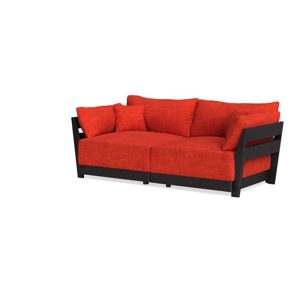 Modular Bondi Black 2-Seater Sofa in Poppy Orange | Memory Foam Blend