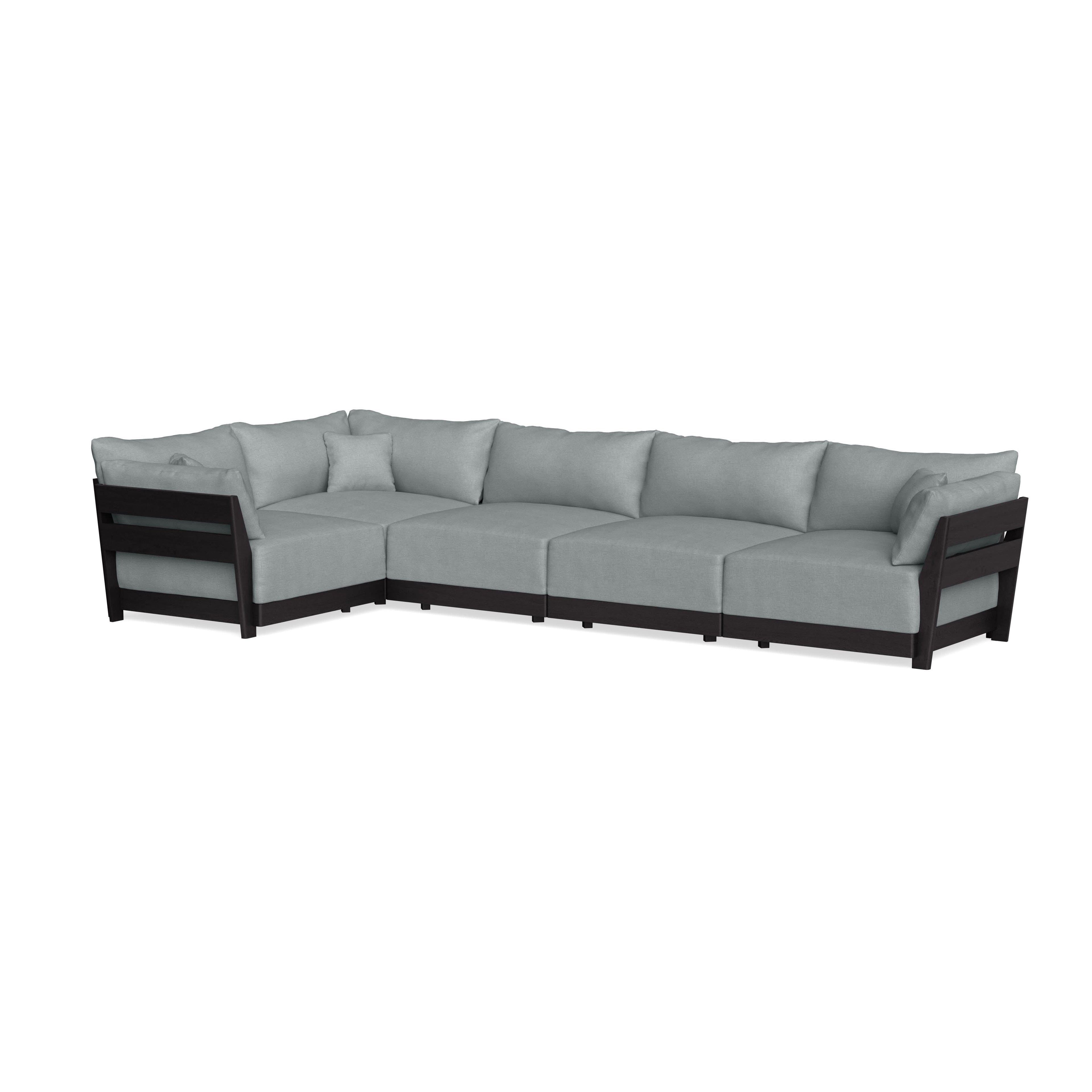 Modular Bondi Black 5-Seater L-Sectional in Light Steel | Memory Foam Blend