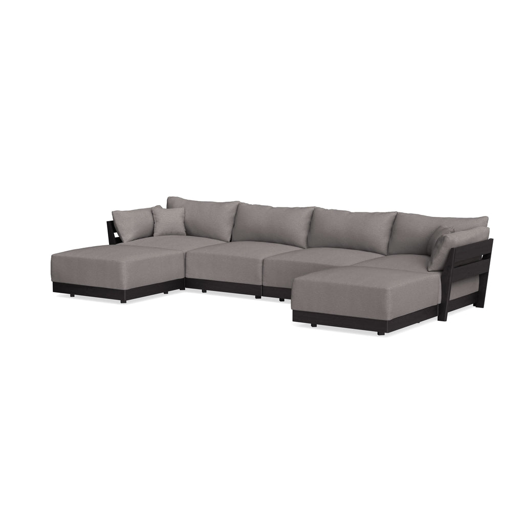 Modular Bondi Black 4-Seater U-Sectional in Cement | Memory Foam Blend