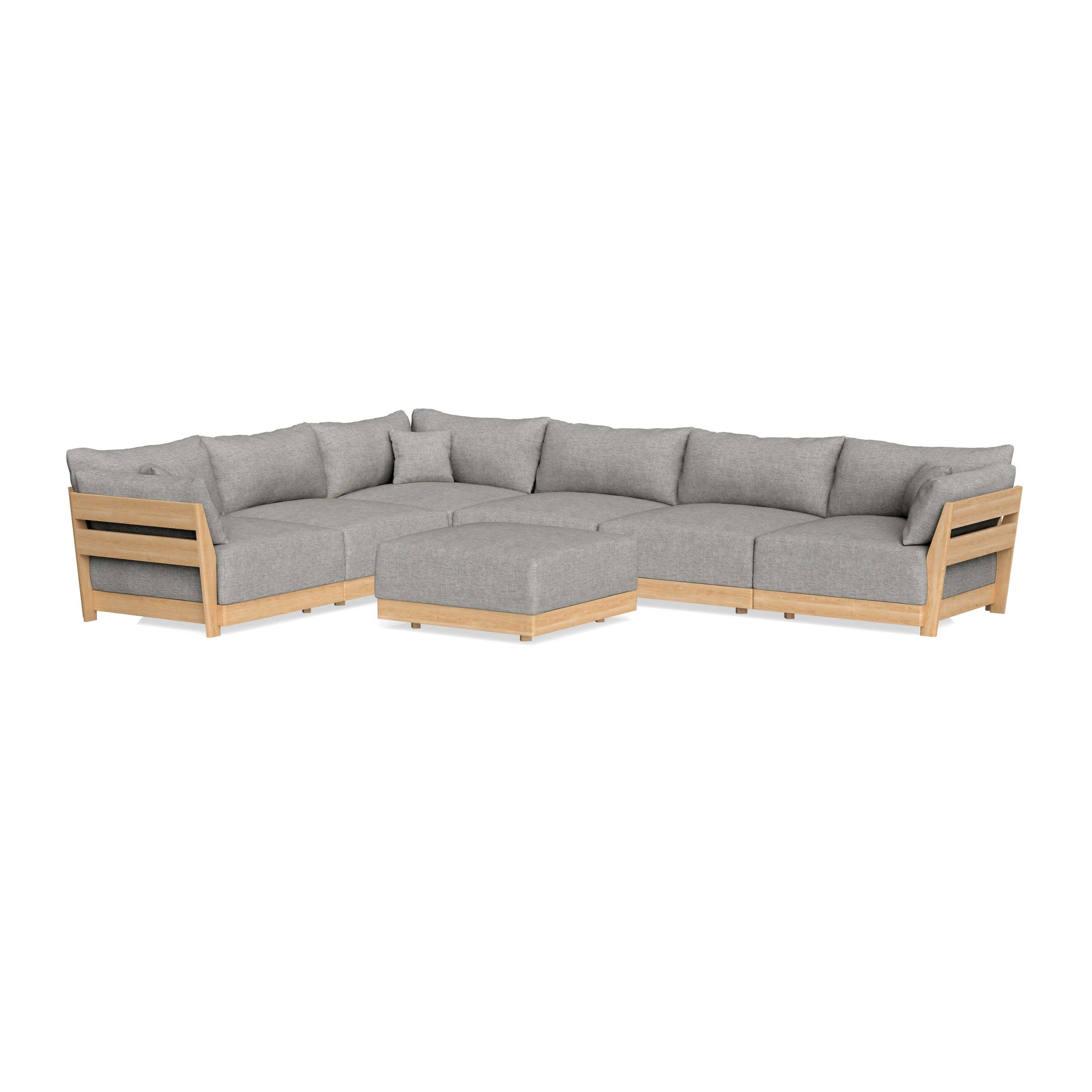 Slipcover Only - Modular Bondi 6-Seater Corner Sectional + Ottoman in Fog