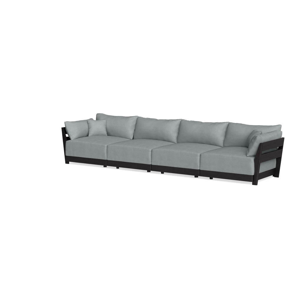 Modular Bondi Black 4-Seater Sofa in Light Steel | Memory Foam Blend