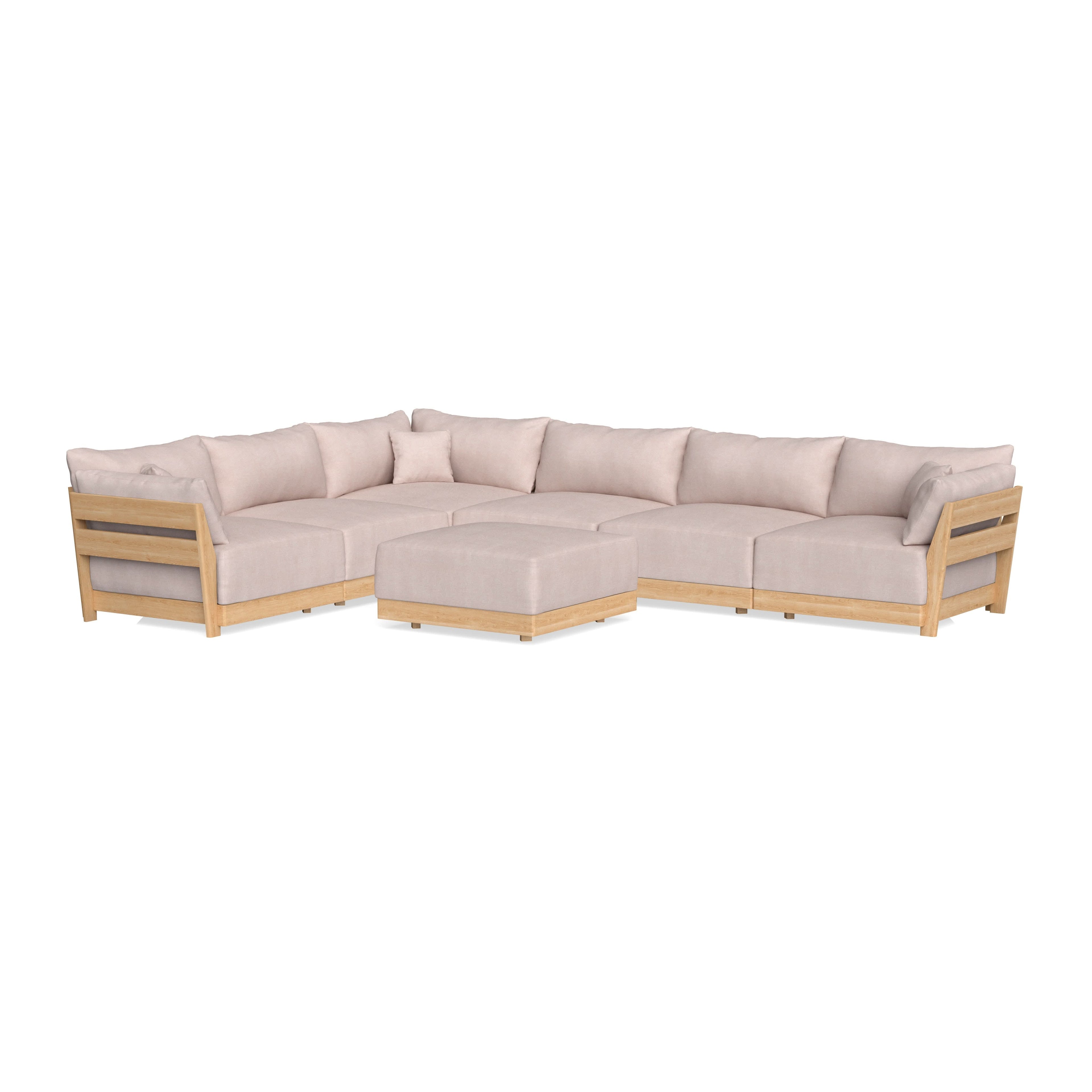 Slipcover Only - Modular Bondi 6-Seater Corner Sectional + Ottoman in Blush