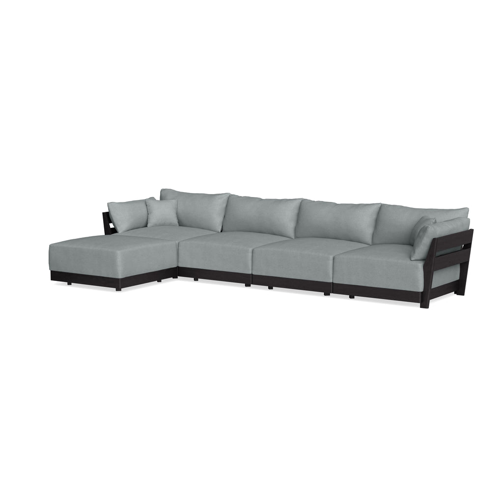 Modular Bondi Black 4-Seater Sectional in Light Steel | Memory Foam Blend