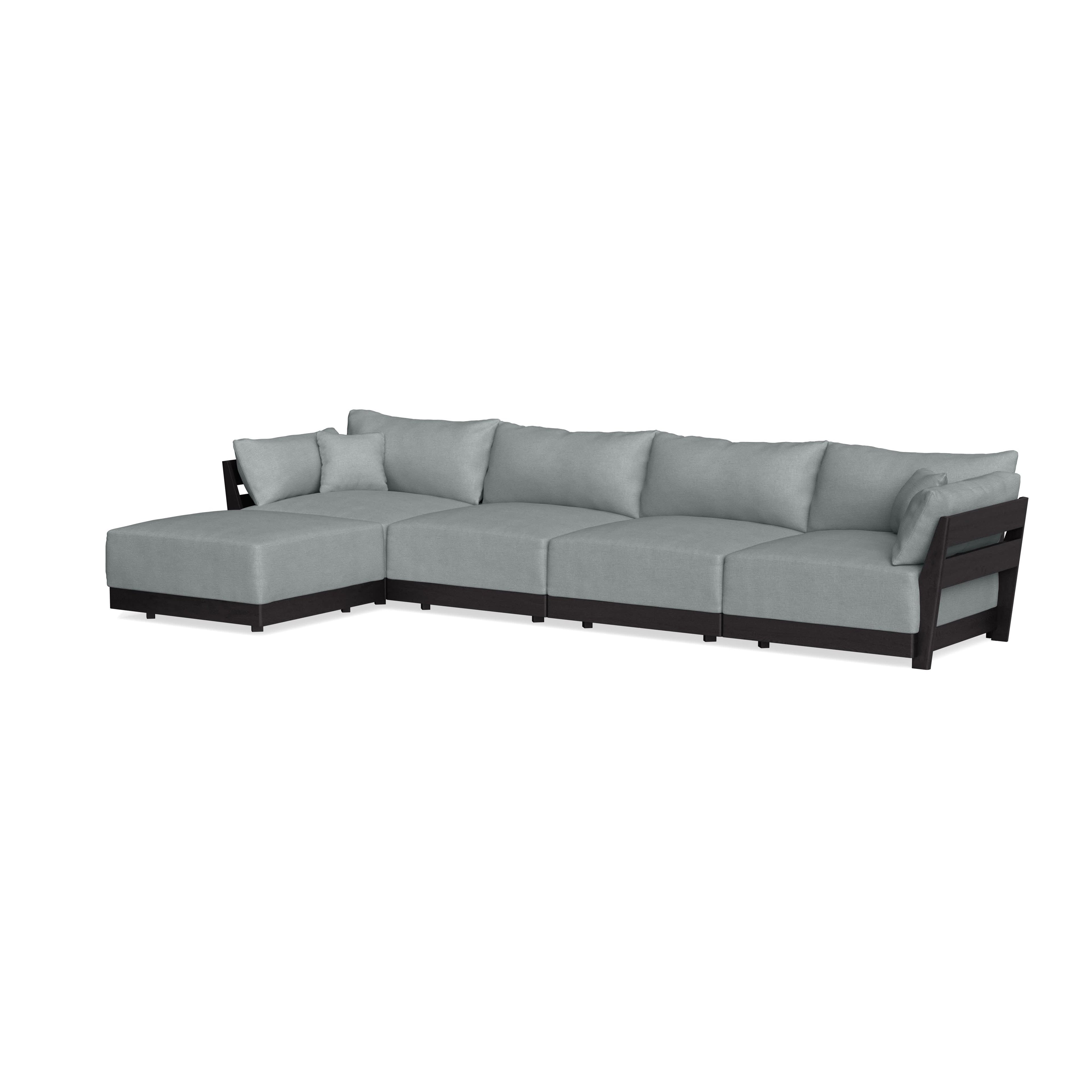 Modular Bondi Black 4-Seater Sectional in Light Steel | Memory Foam Blend