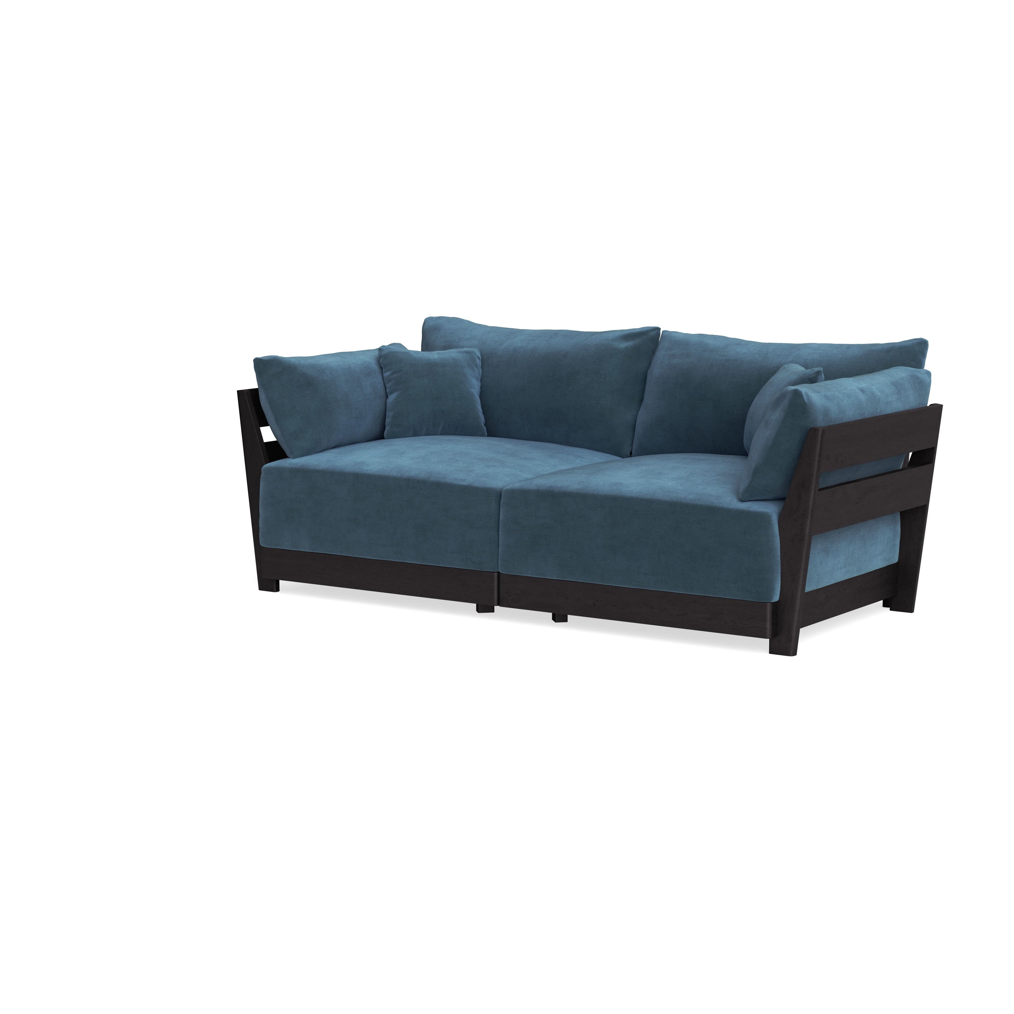 Modular Bondi Black 2-Seater Sofa in Oxford Blue | Memory Foam Blend