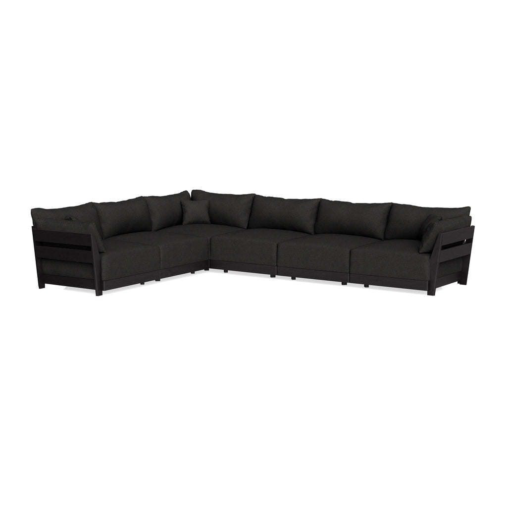 Modular Bondi Black 6-Seater Corner Sectional in Peppercorn | Memory Foam Blend