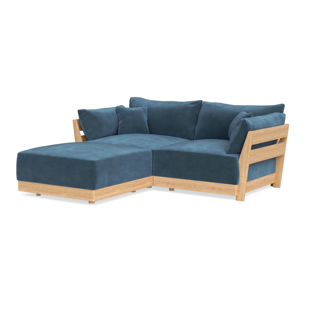 Modular Bondi Latte 2-Seater Sectional in Oxford Blue | Classic Blend