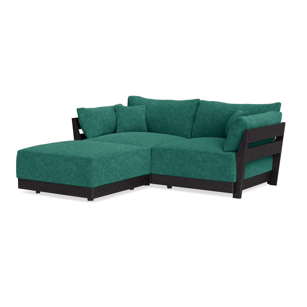 Modular Bondi Black 2-Seater Sectional in Jade Green | Classic Blend