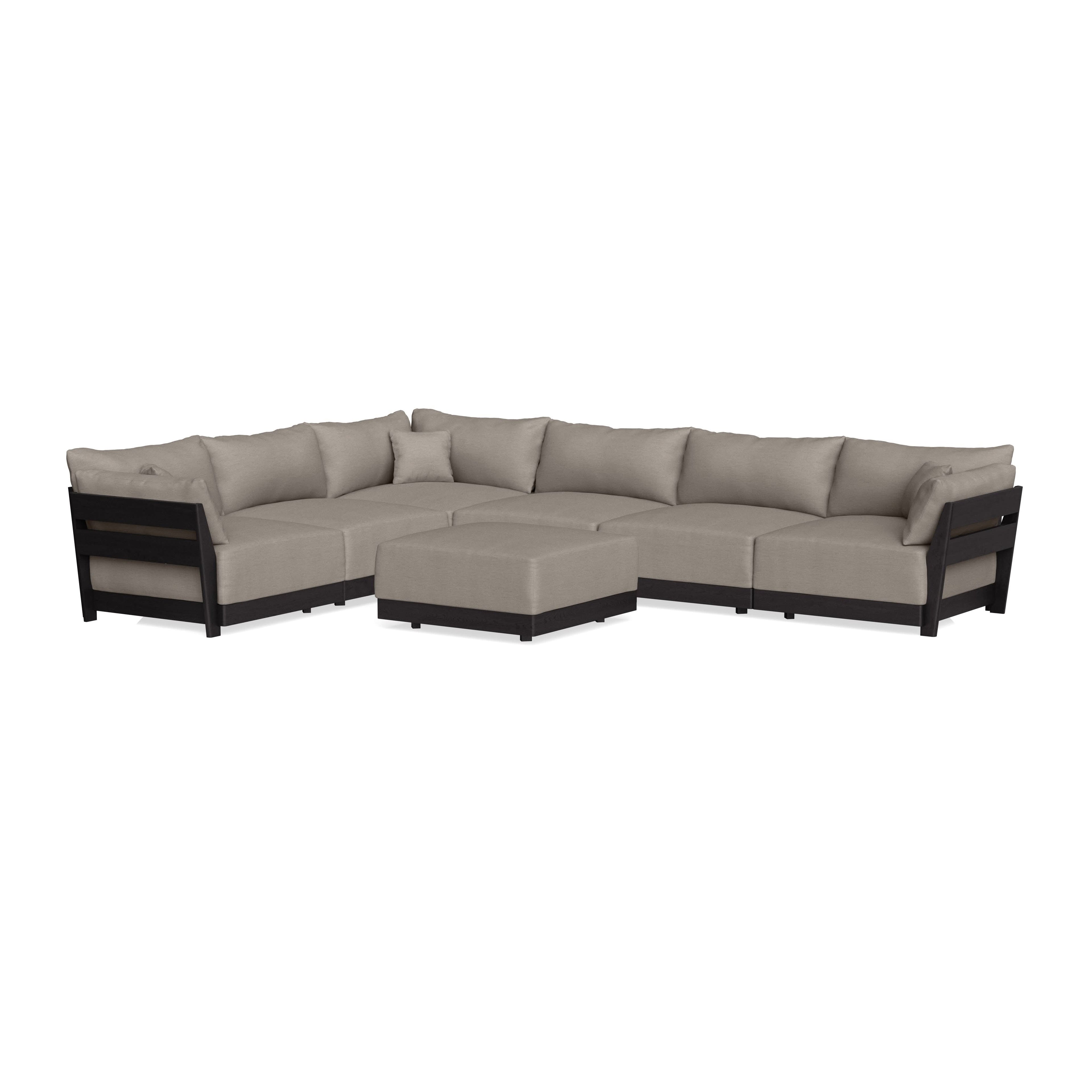 Modular Bondi Black 6-Seater Corner Sectional + Ottoman in Cinder Gray | Memory Foam Blend