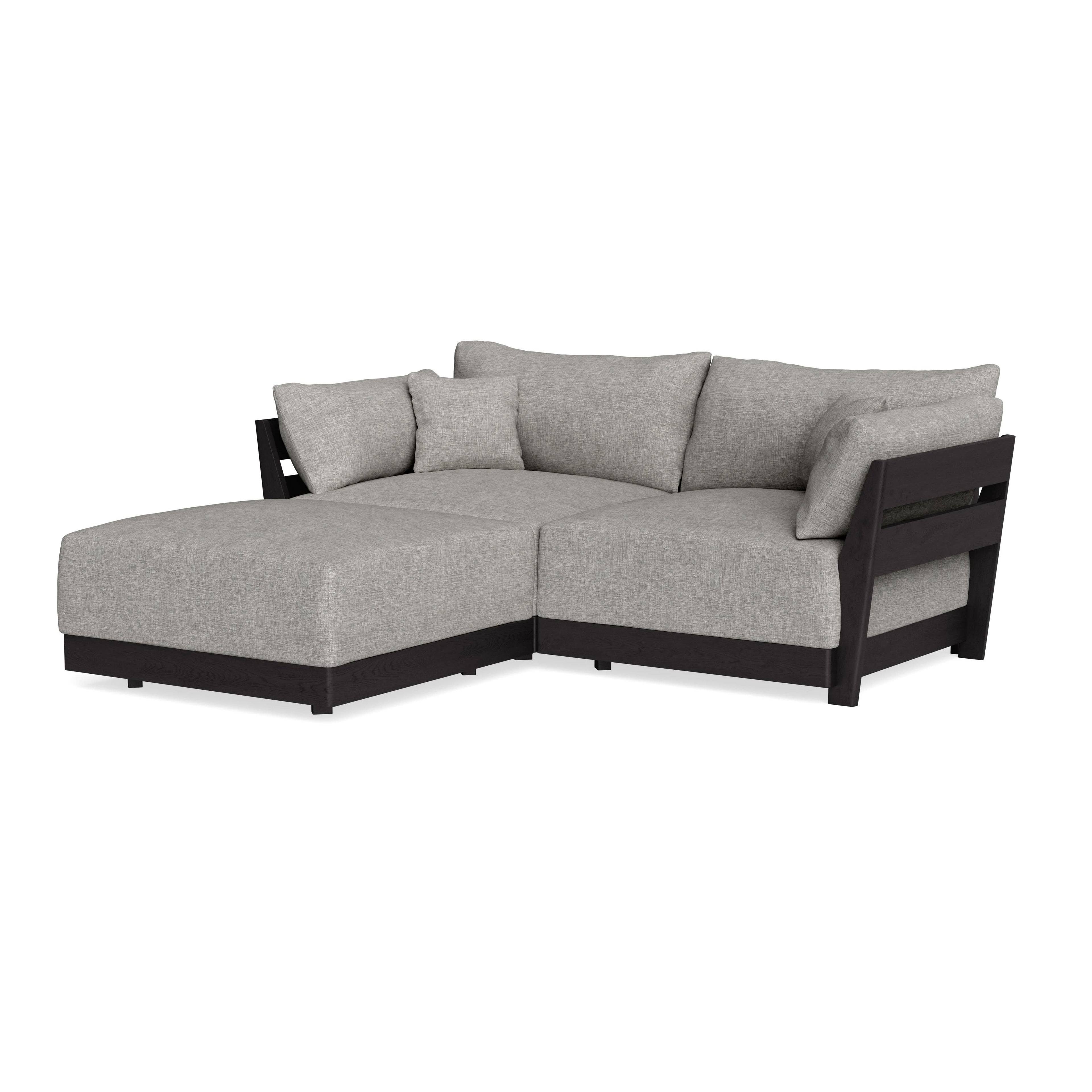 Modular Bondi Black 2-Seater Sectional in Fog | Classic Blend