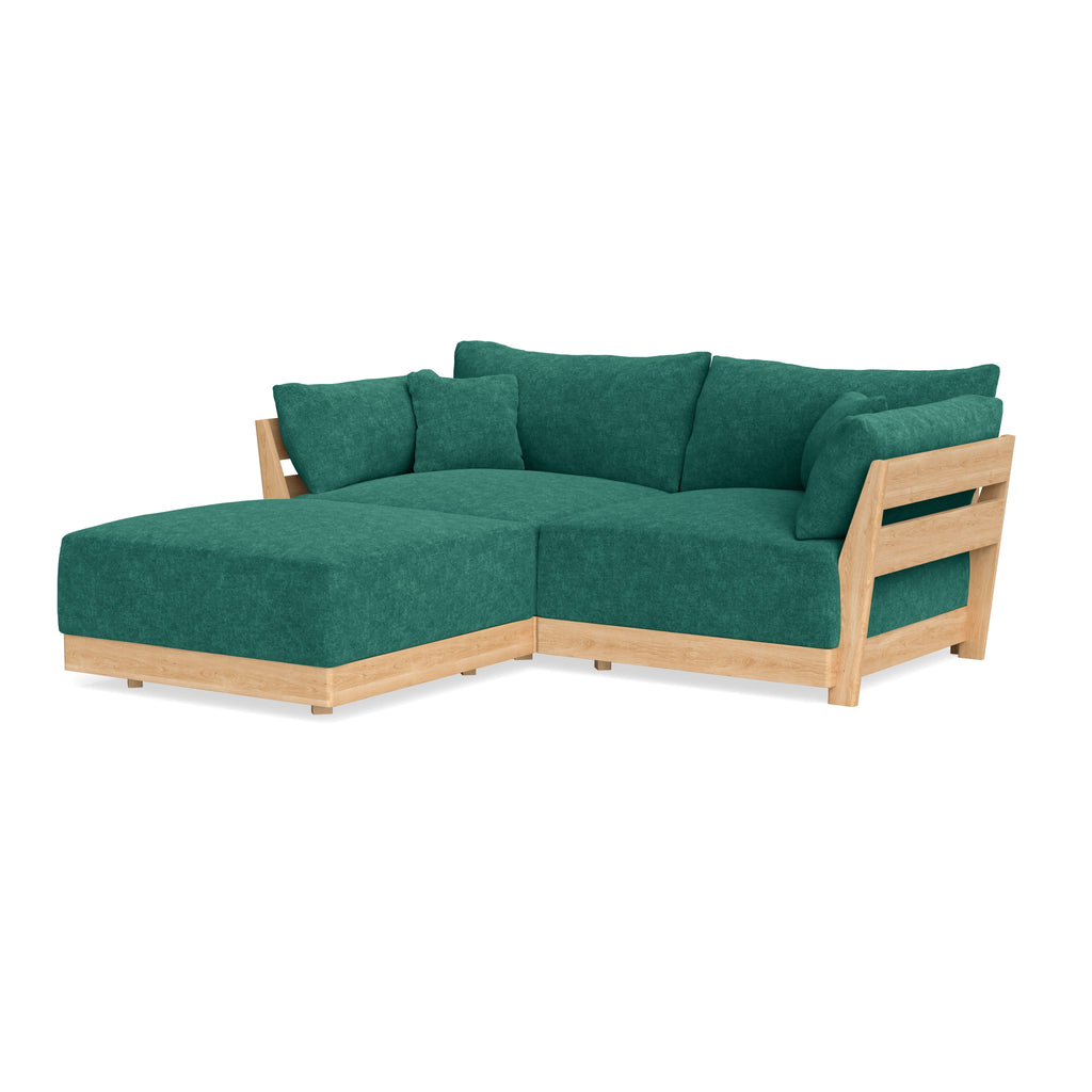 Modular Bondi Latte 2-Seater Sectional in Jade Green | Memory Foam Blend