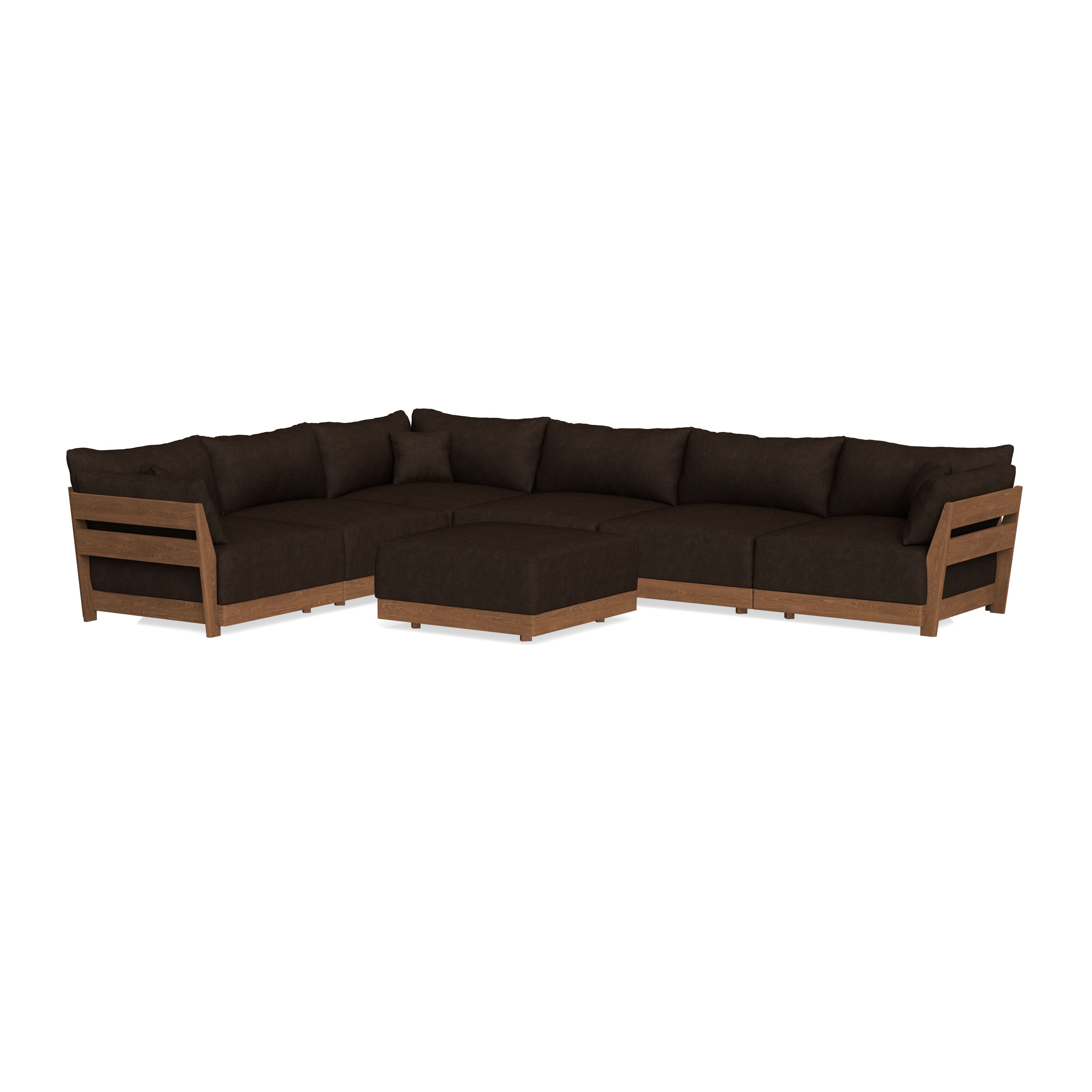 Modular Bondi Espresso 6-Seater Corner Sectional + Ottoman in Espresso | Classic Blend