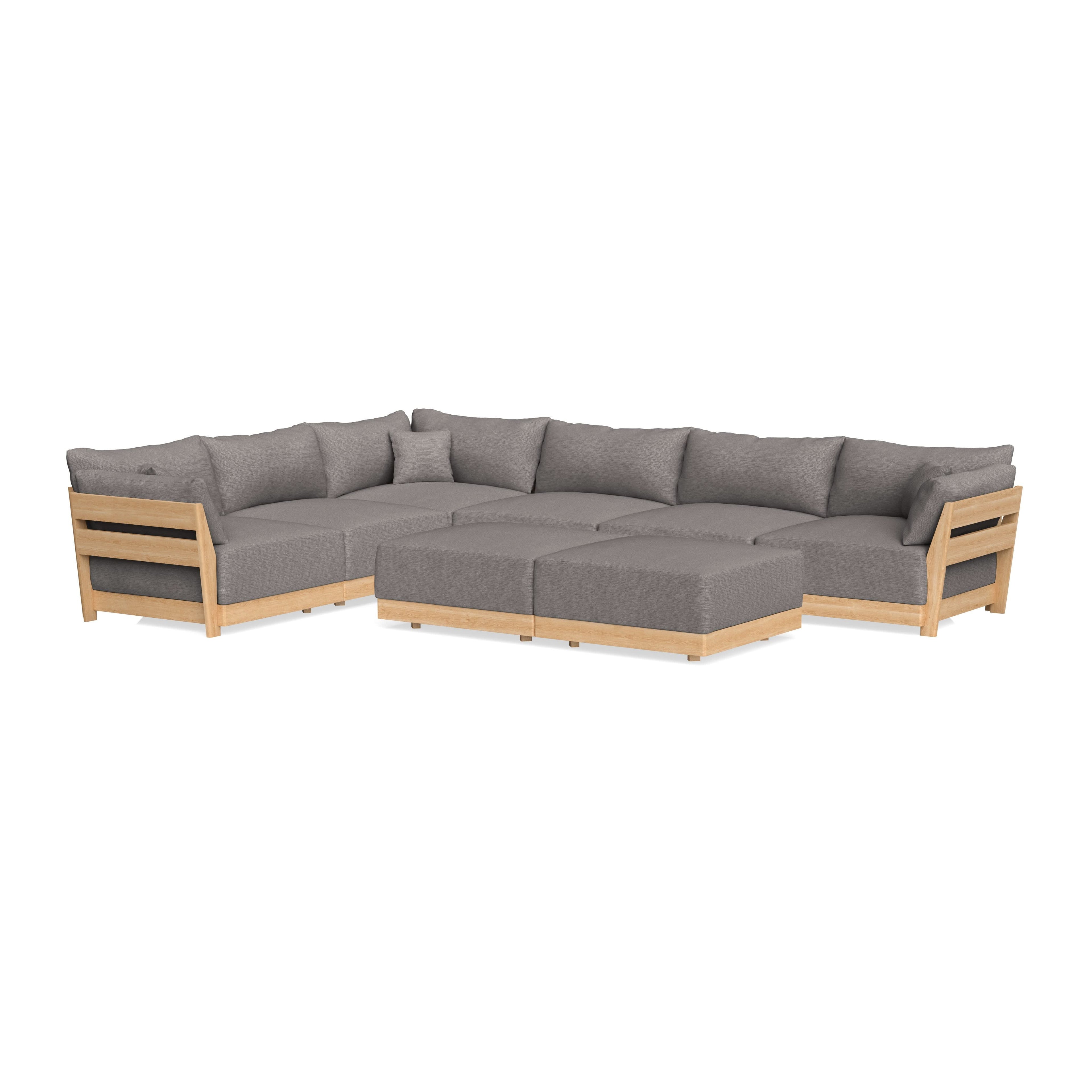Slipcover Only - Modular Bondi 6-Seater Corner Sectional + Bench Ottoman in Cement