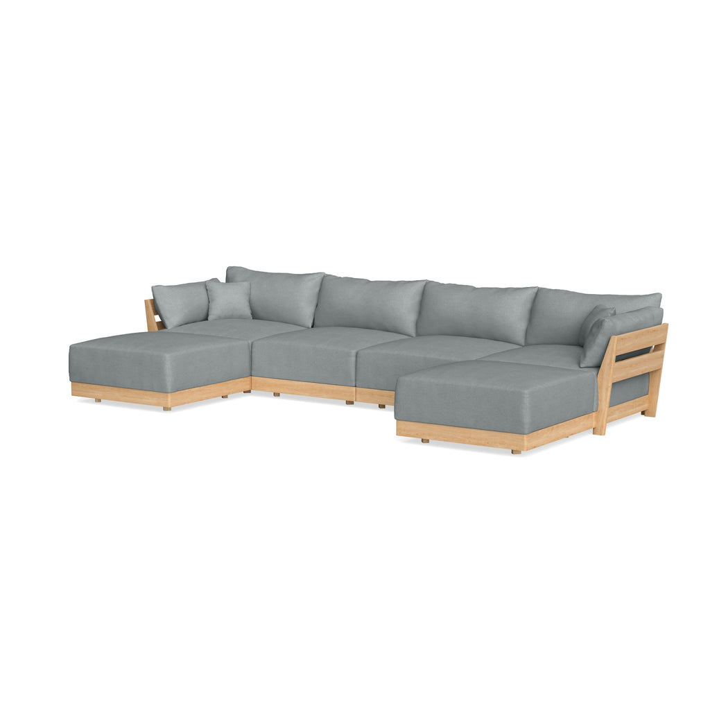 Modular Bondi Latte 4-Seater U-Sectional in Light Steel | Memory Foam Blend