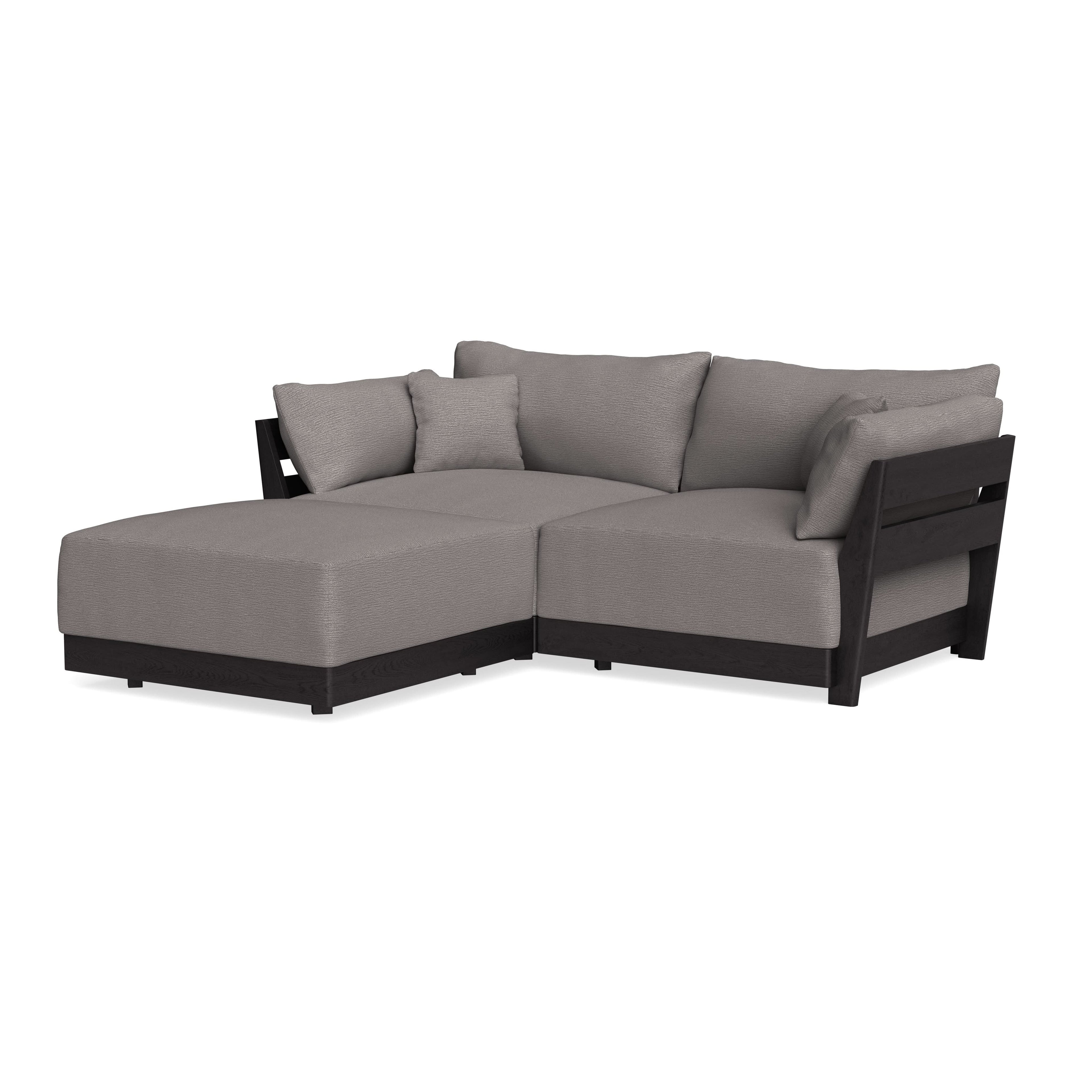 Modular Bondi Black 2-Seater Sectional in Cement | Memory Foam Blend