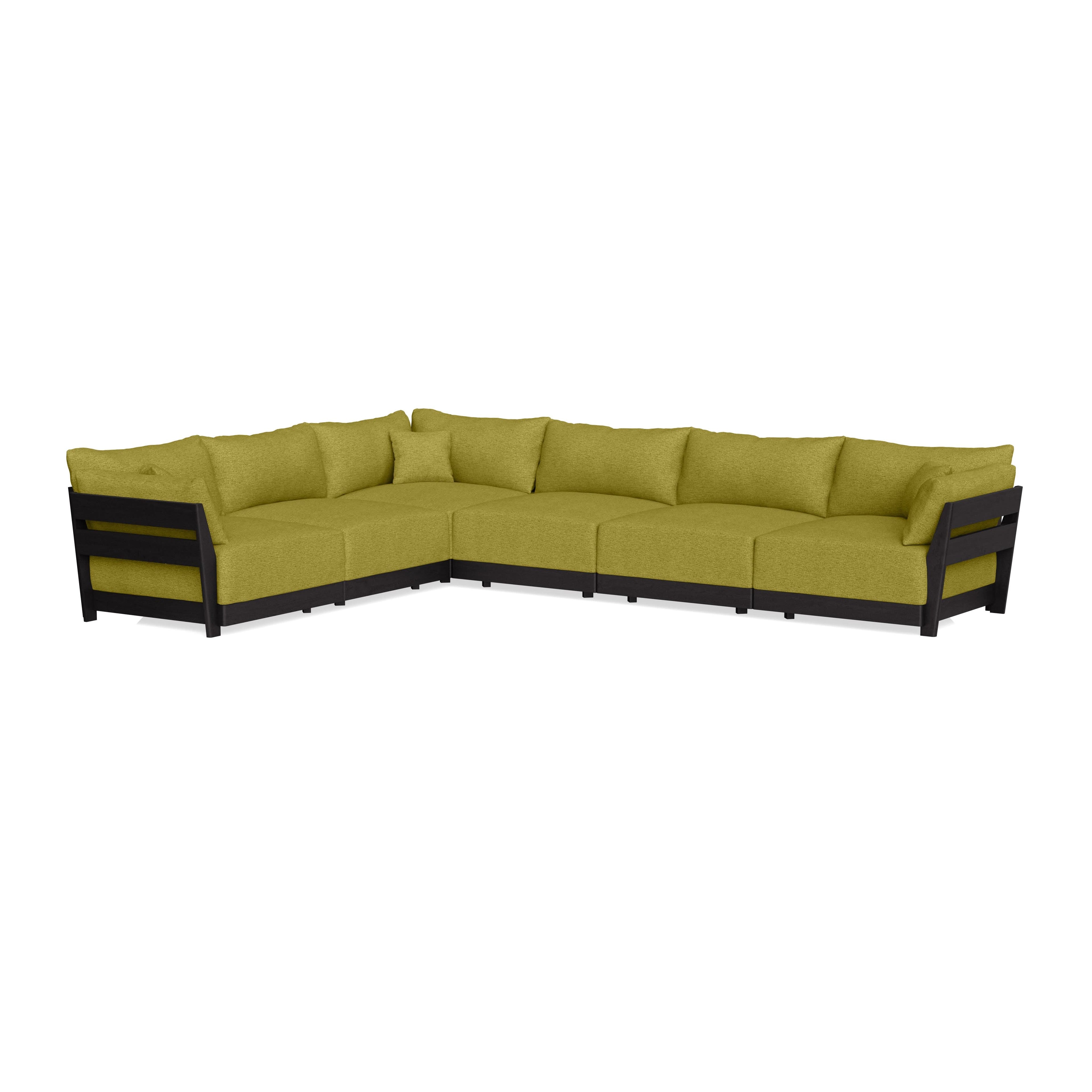 Modular Bondi Black 6-Seater Corner Sectional in Avocado | Memory Foam Blend