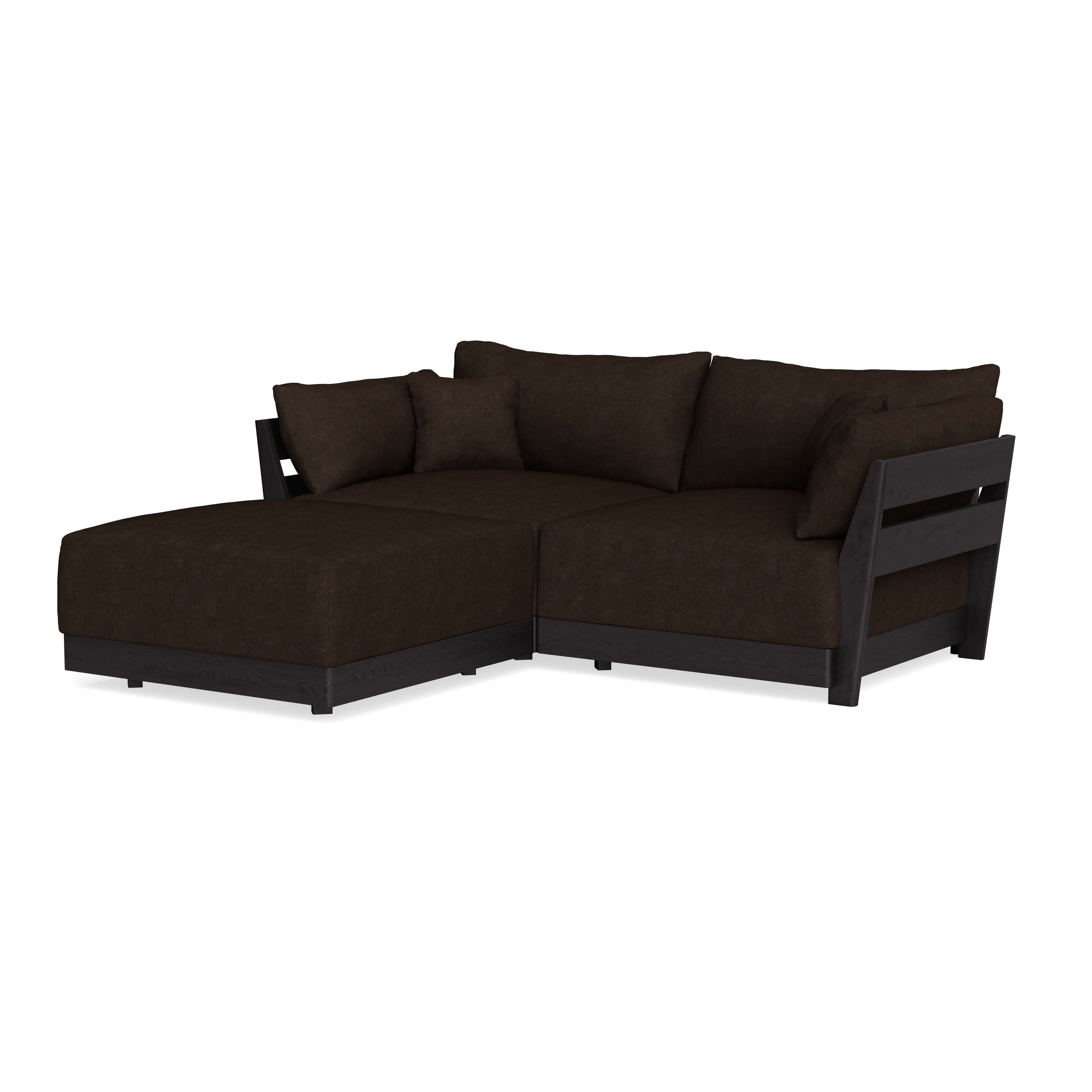 Modular Bondi Black 2-Seater Sectional in Espresso | Memory Foam Blend