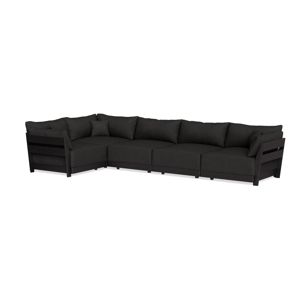 Modular Bondi Black 5-Seater L-Sectional in Peppercorn | Memory Foam Blend