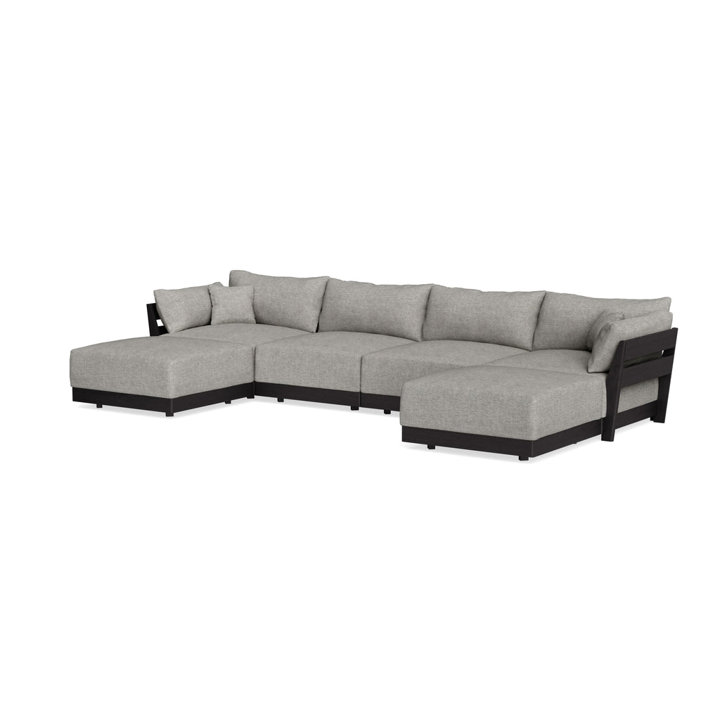 Modular Bondi Black 4-Seater U-Sectional in Fog | Memory Foam Blend