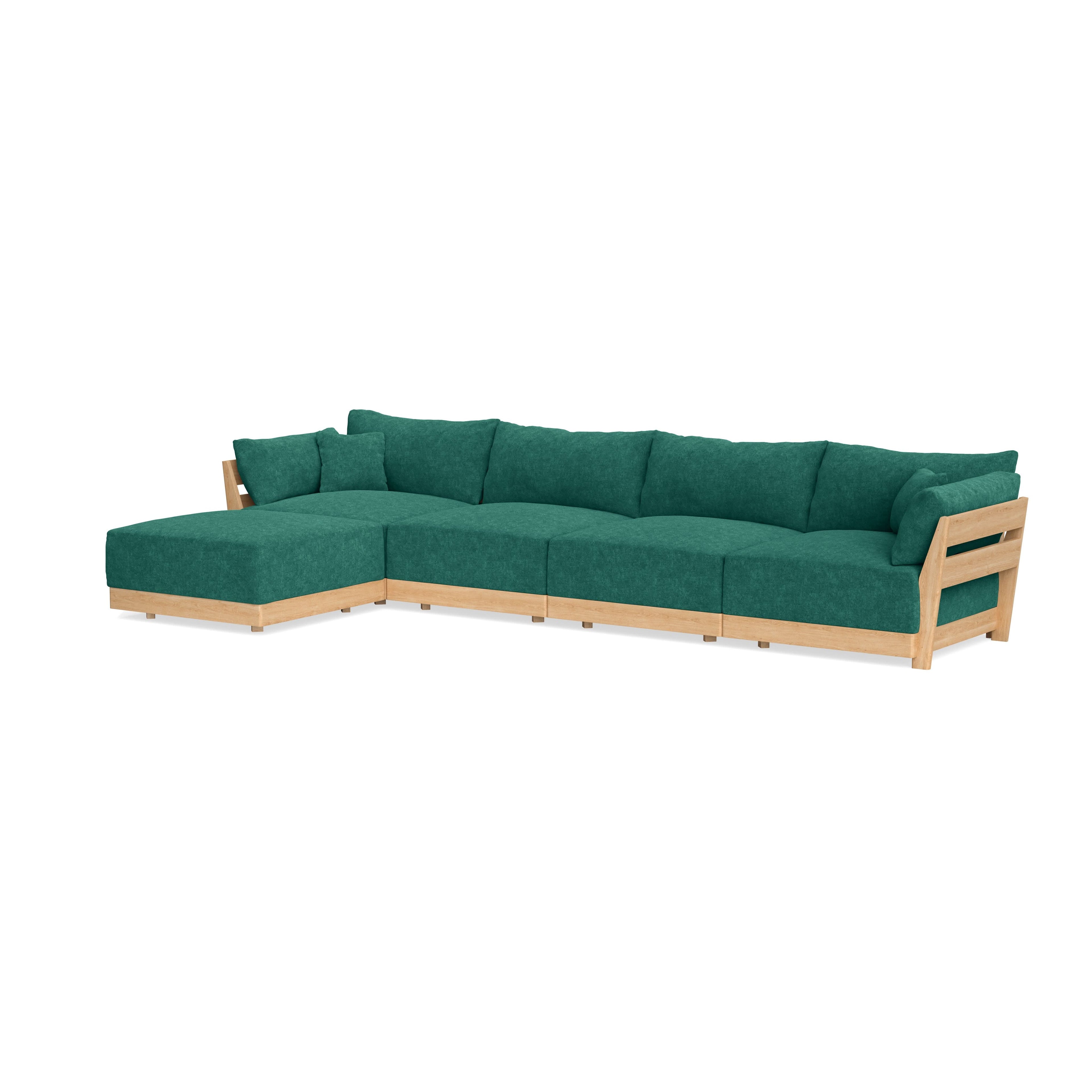 Modular Bondi Latte 4-Seater Sectional in Jade Green | Memory Foam Blend