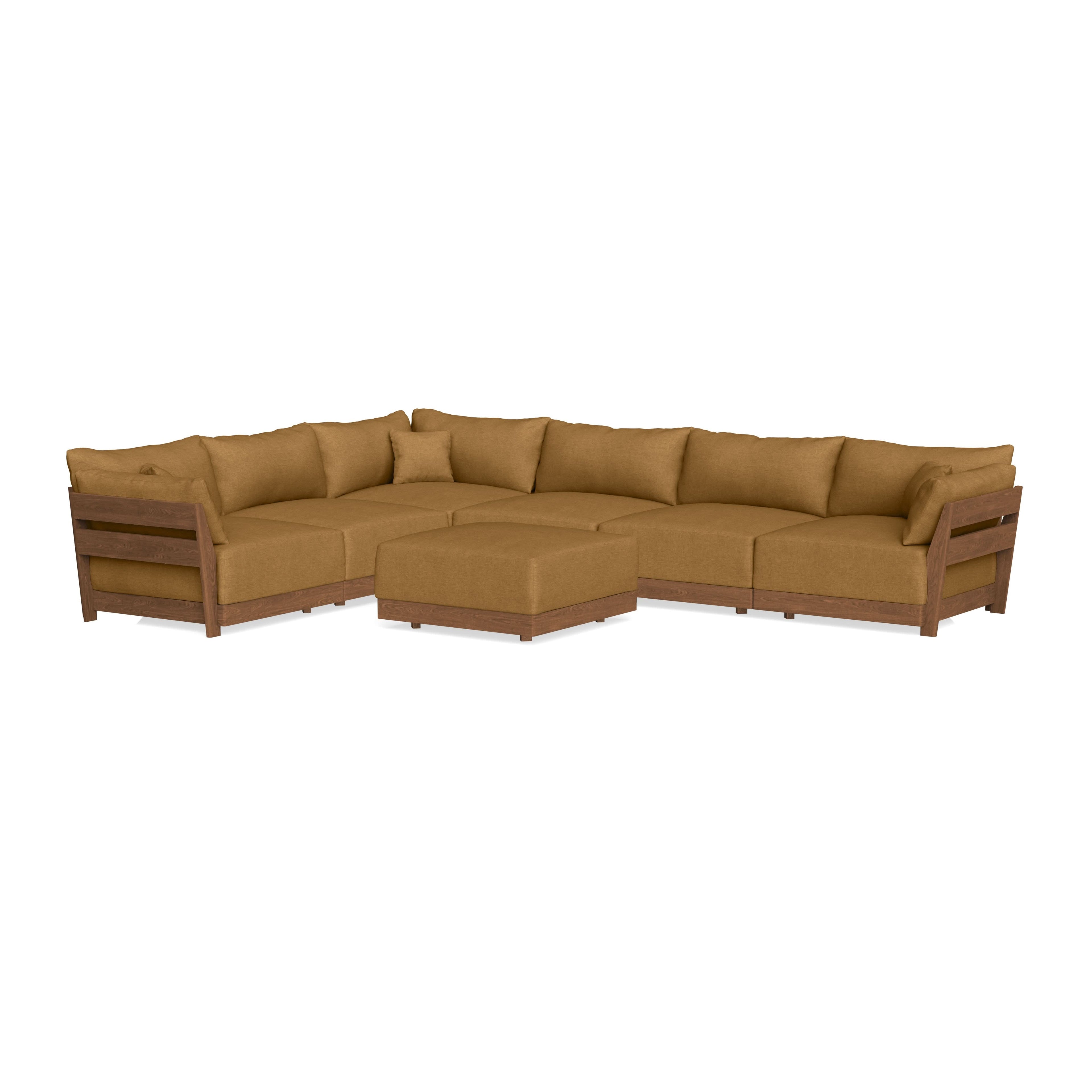 Modular Bondi Espresso 6-Seater Corner Sectional + Ottoman in Dijon | Memory Foam Blend