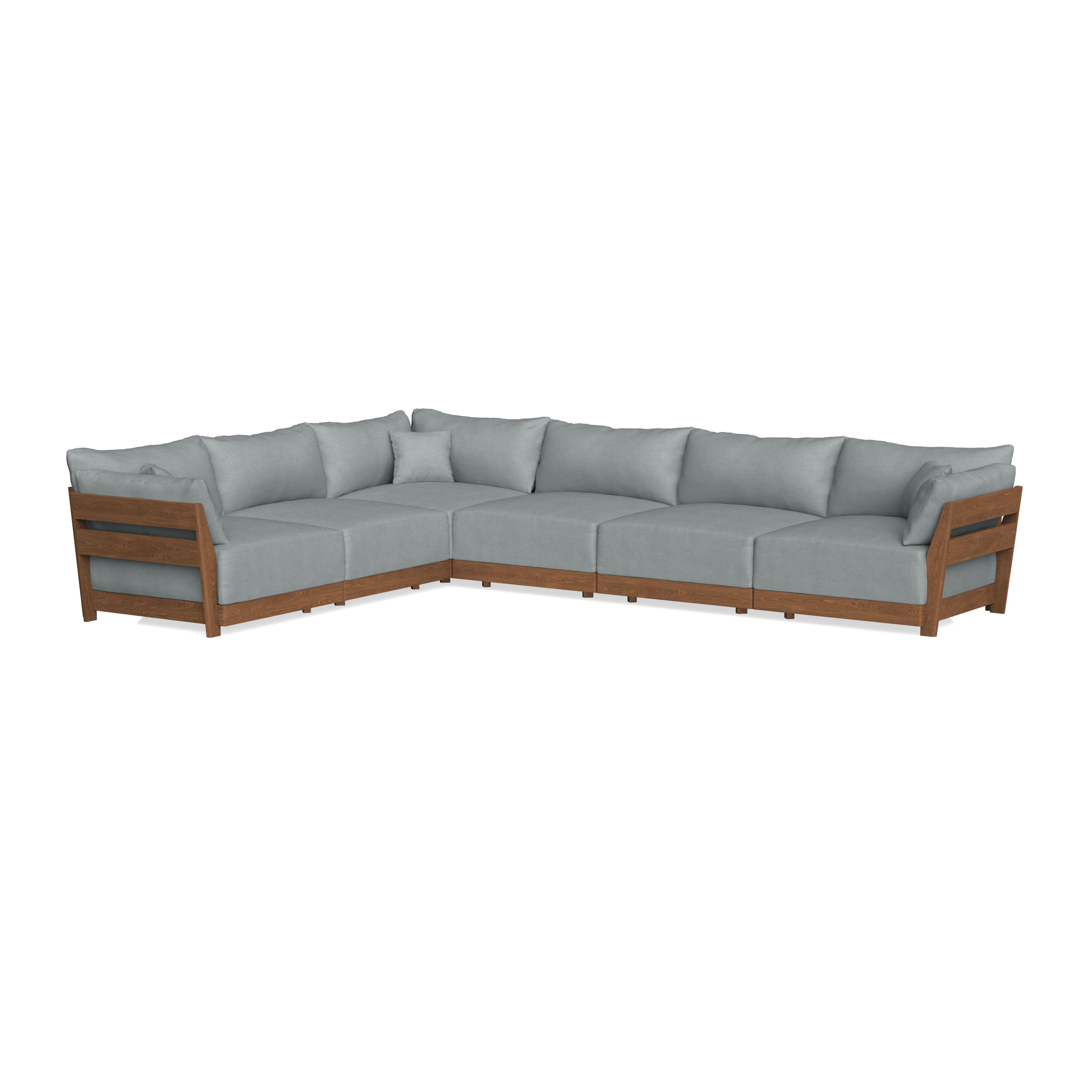 Modular Bondi Espresso 6-Seater Corner Sectional in Light Steel | Memory Foam Blend
