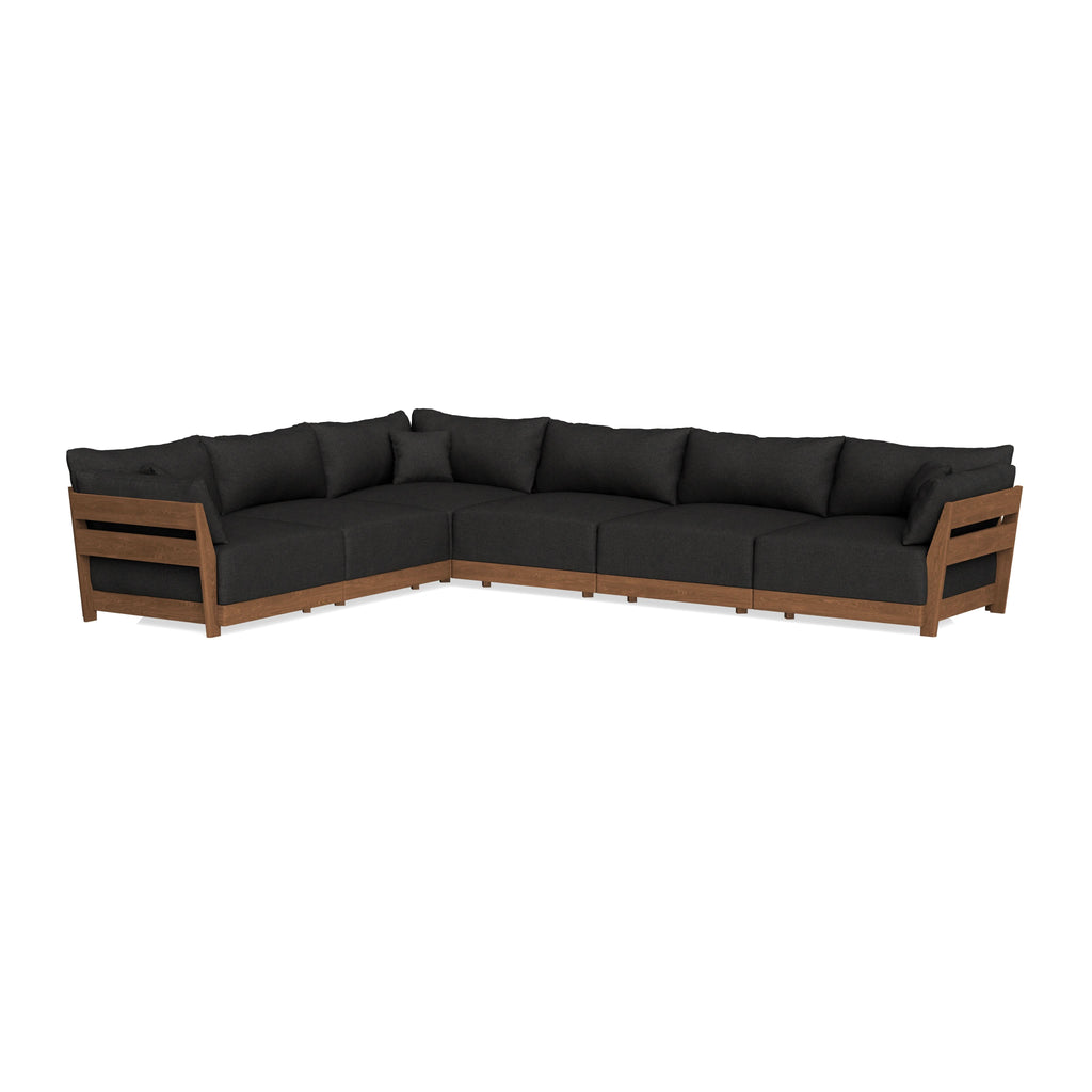 Modular Bondi Espresso 6-Seater Corner Sectional in Peppercorn | Memory Foam Blend