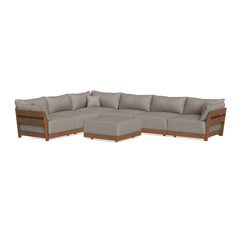 Modular Bondi Espresso 6-Seater Corner Sectional + Ottoman in Cinder Gray | Memory Foam Blend