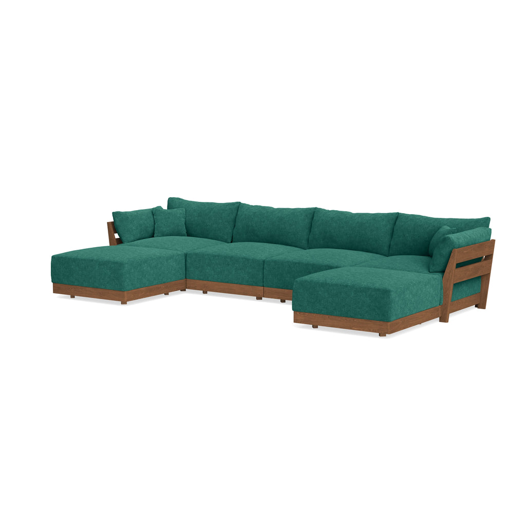 Modular Bondi Espresso 4-Seater U-Sectional in Jade Green | Memory Foam Blend