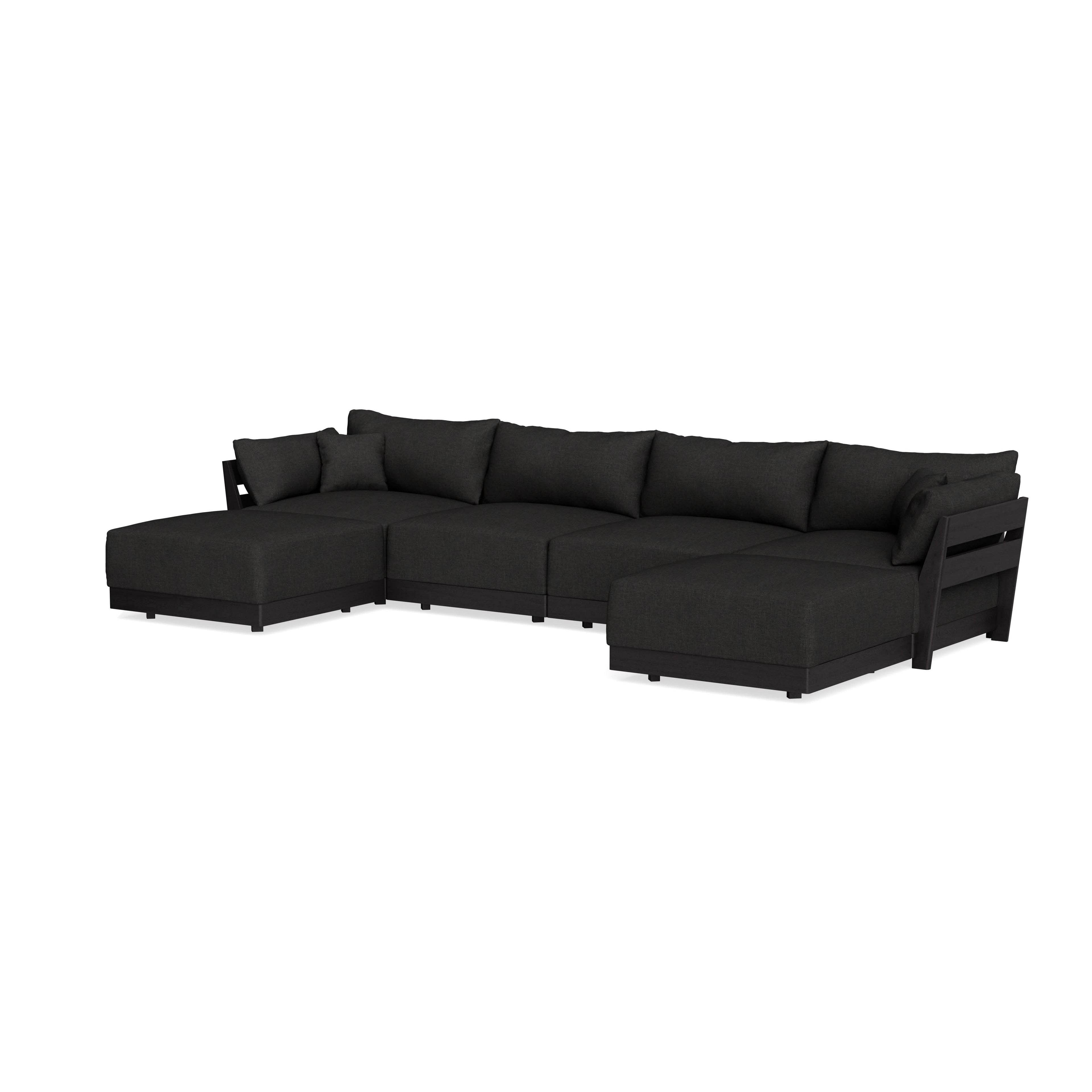 Modular Bondi Black 4-Seater U-Sectional in Peppercorn | Memory Foam Blend