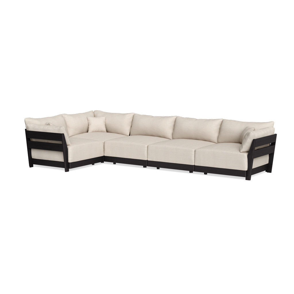 Modular Bondi Black 5-Seater L-Sectional in Seashell | Memory Foam Blend