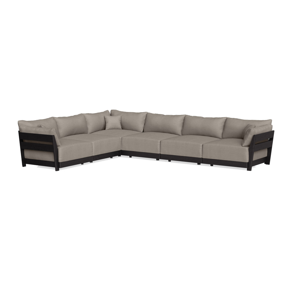 Modular Bondi Black 6-Seater Corner Sectional in Cinder Gray | Memory Foam Blend