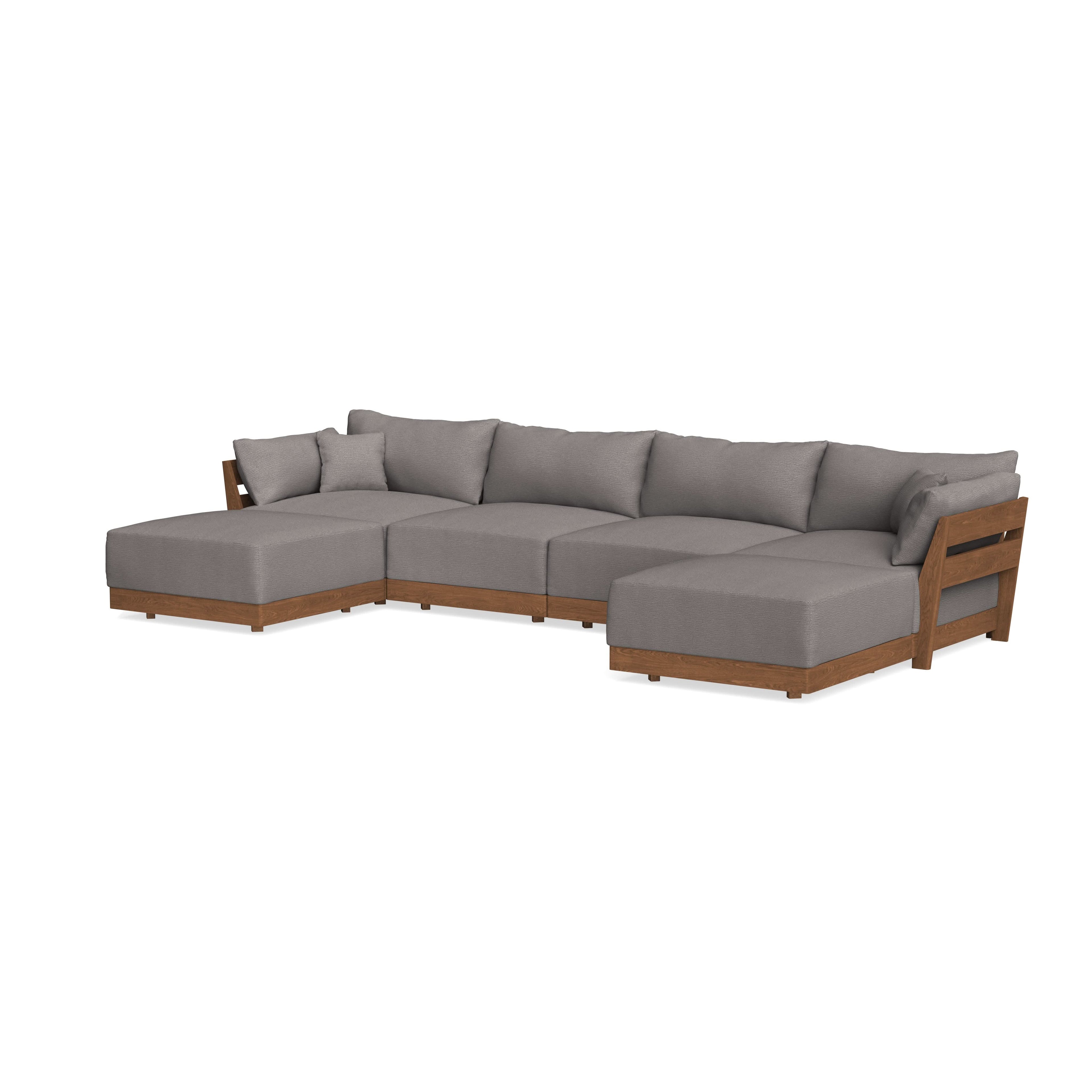 Modular Bondi Espresso 4-Seater U-Sectional in Cement | Memory Foam Blend