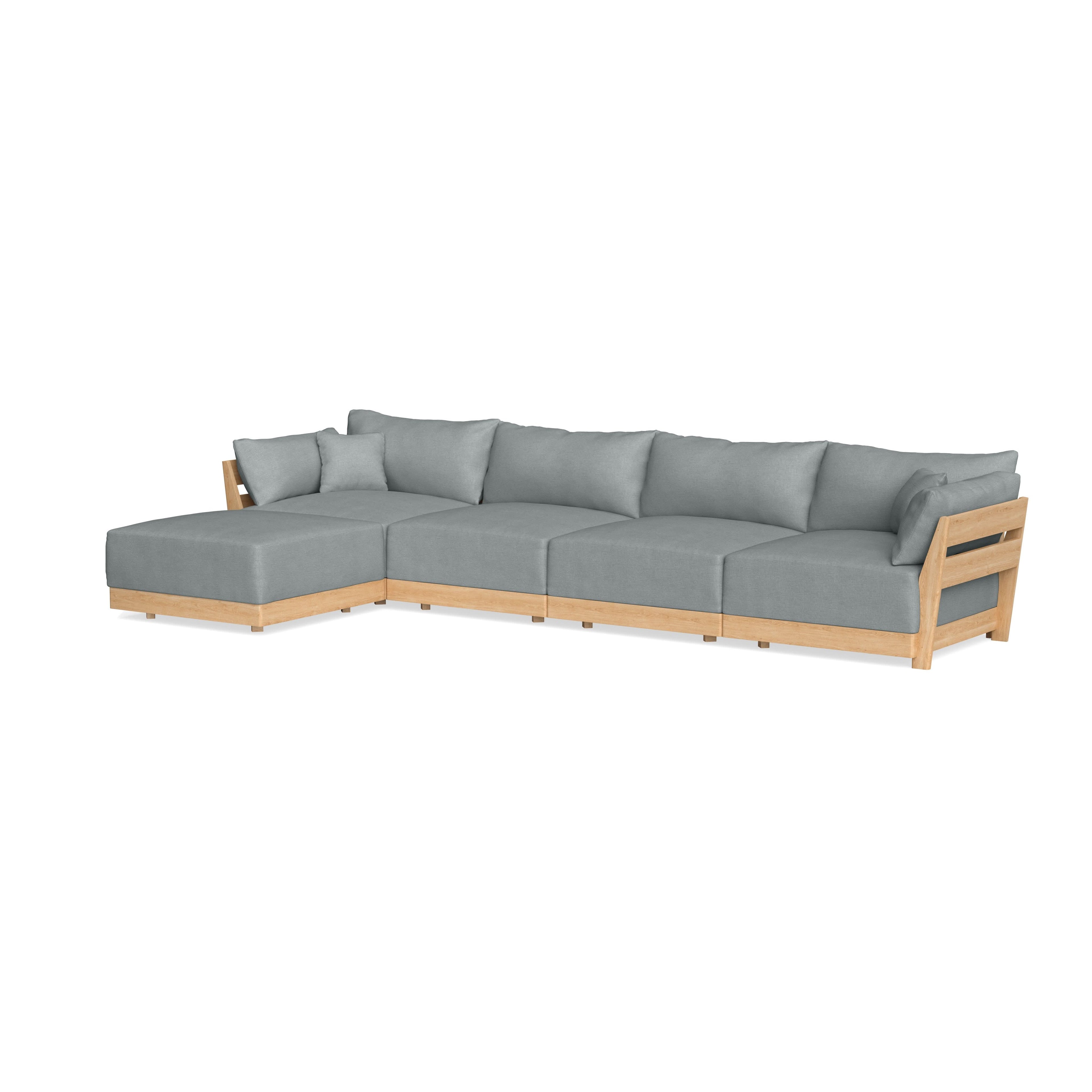 Modular Bondi Latte 4-Seater Sectional in Light Steel | Memory Foam Blend