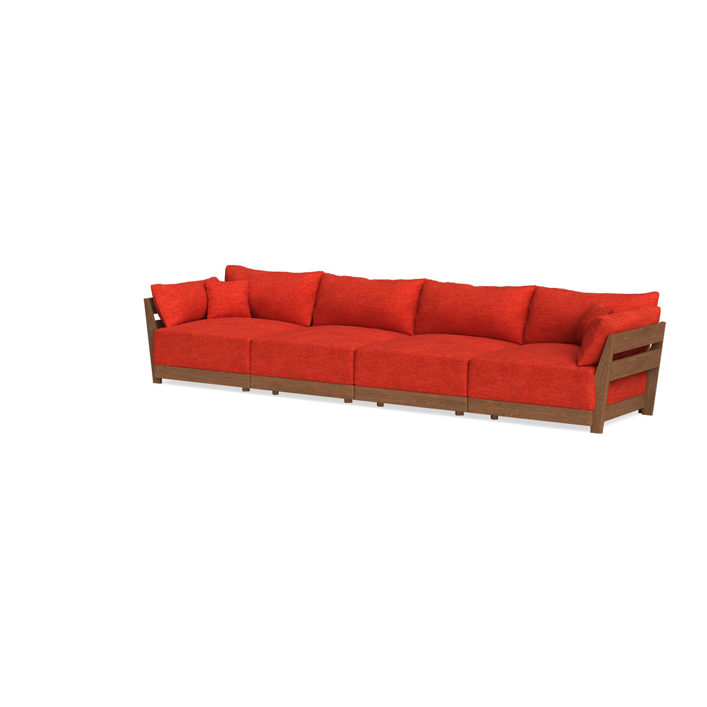 Modular Bondi Espresso 4-Seater Sofa in Poppy Orange | Memory Foam Blend