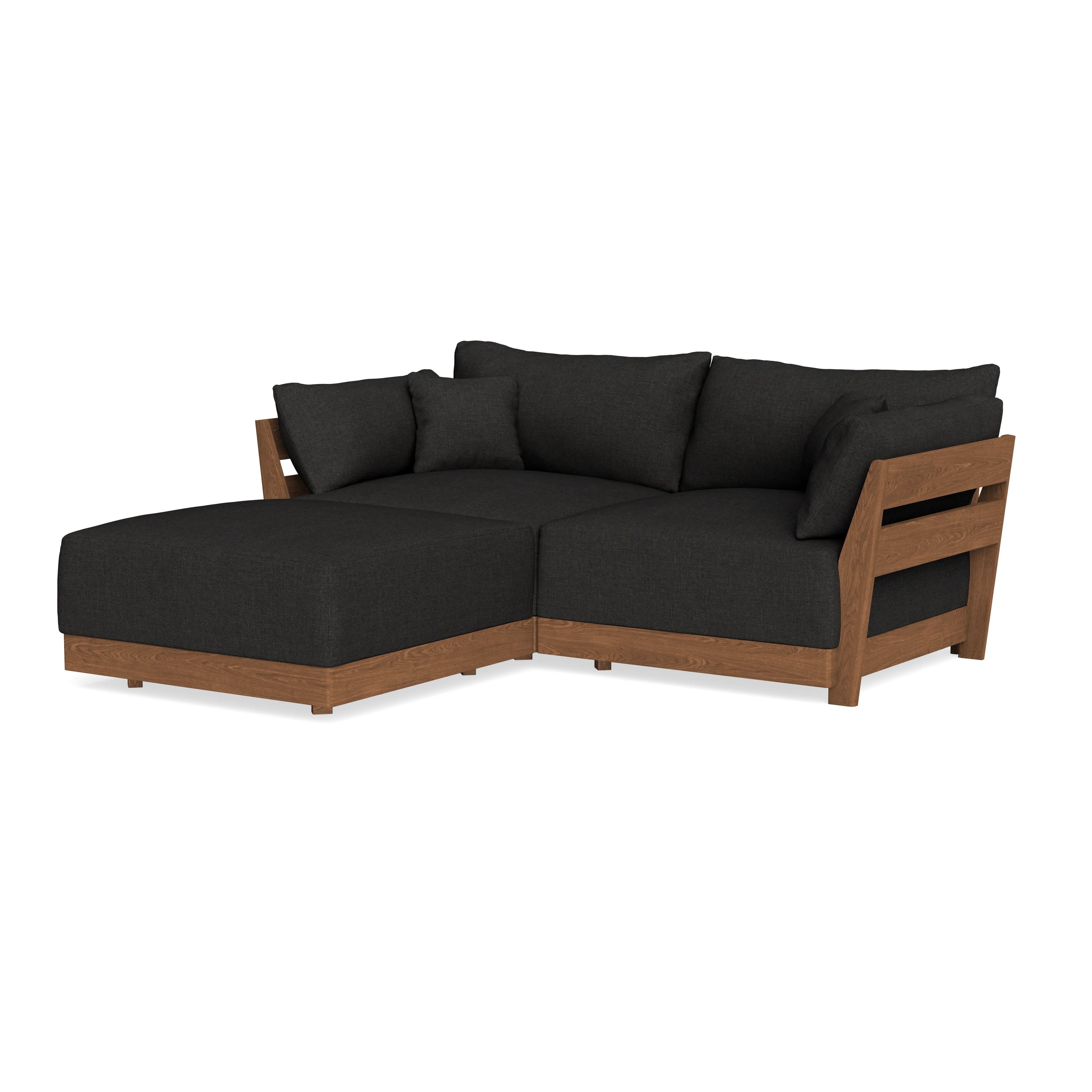 Modular Bondi Espresso 2-Seater Sectional in Peppercorn | Memory Foam Blend