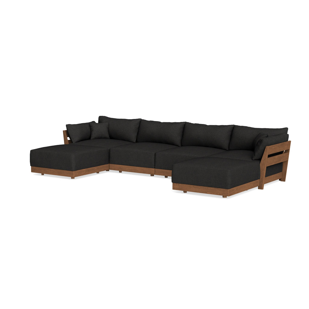 Modular Bondi Espresso 4-Seater U-Sectional in Peppercorn | Memory Foam Blend