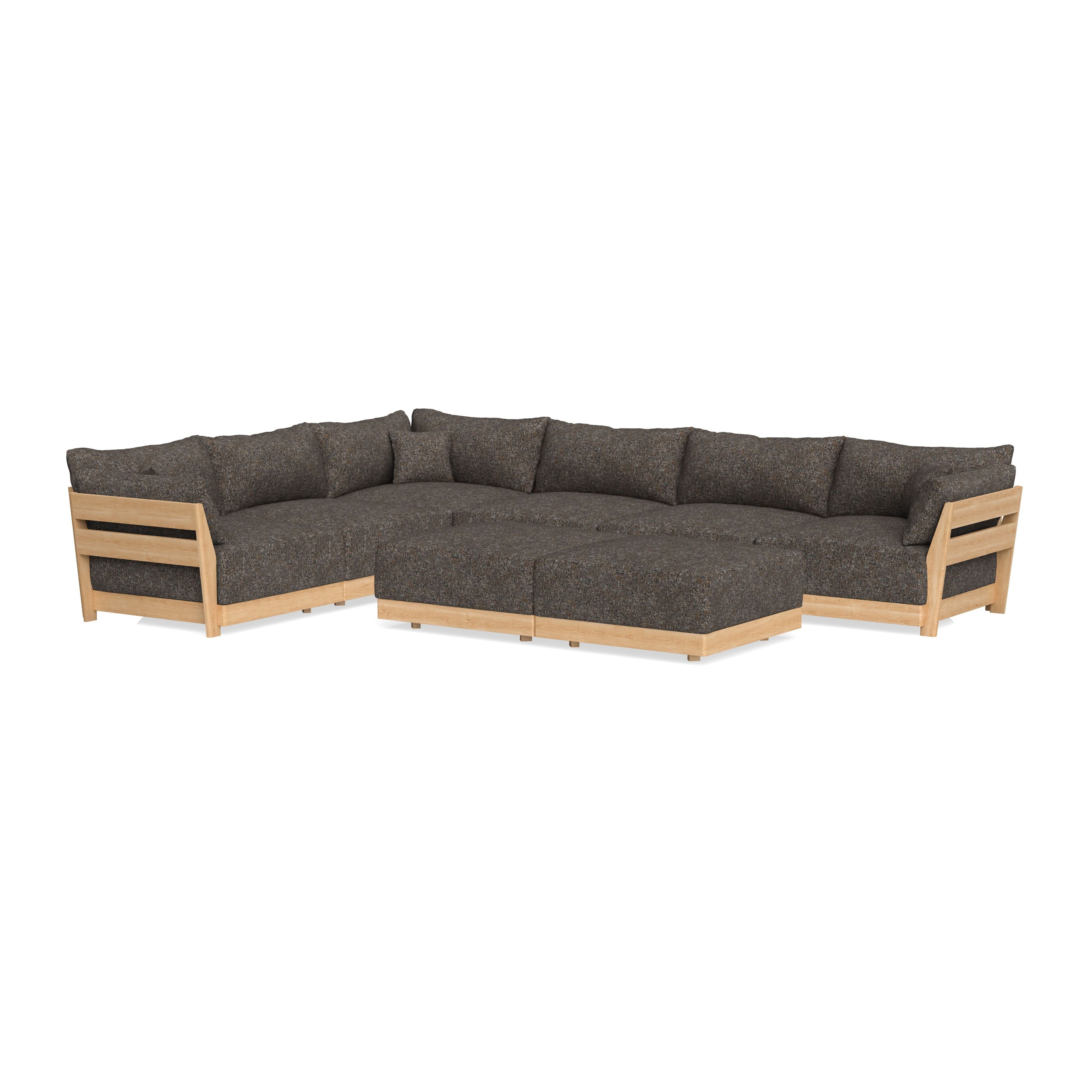 Slipcover Only - Modular Bondi 6-Seater Corner Sectional + Bench Ottoman in Eclipse